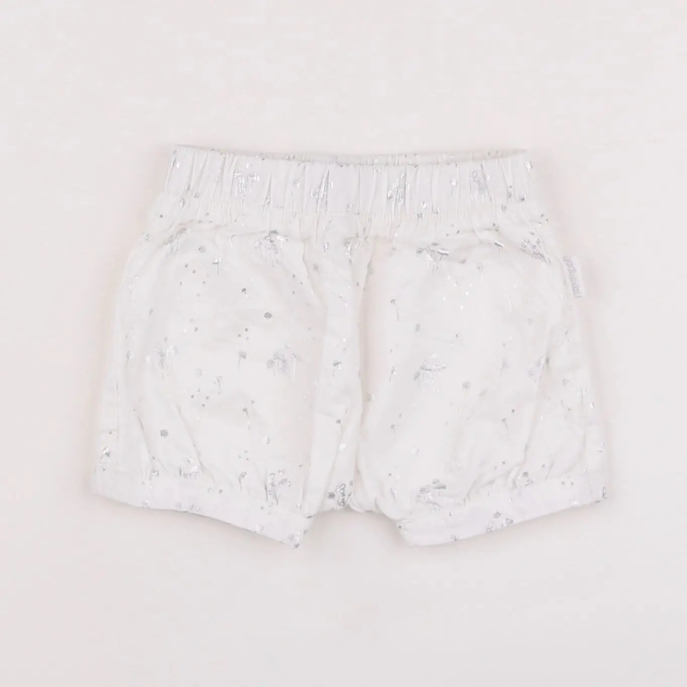 Vertbaudet - short blanc, argent - 3 mois
