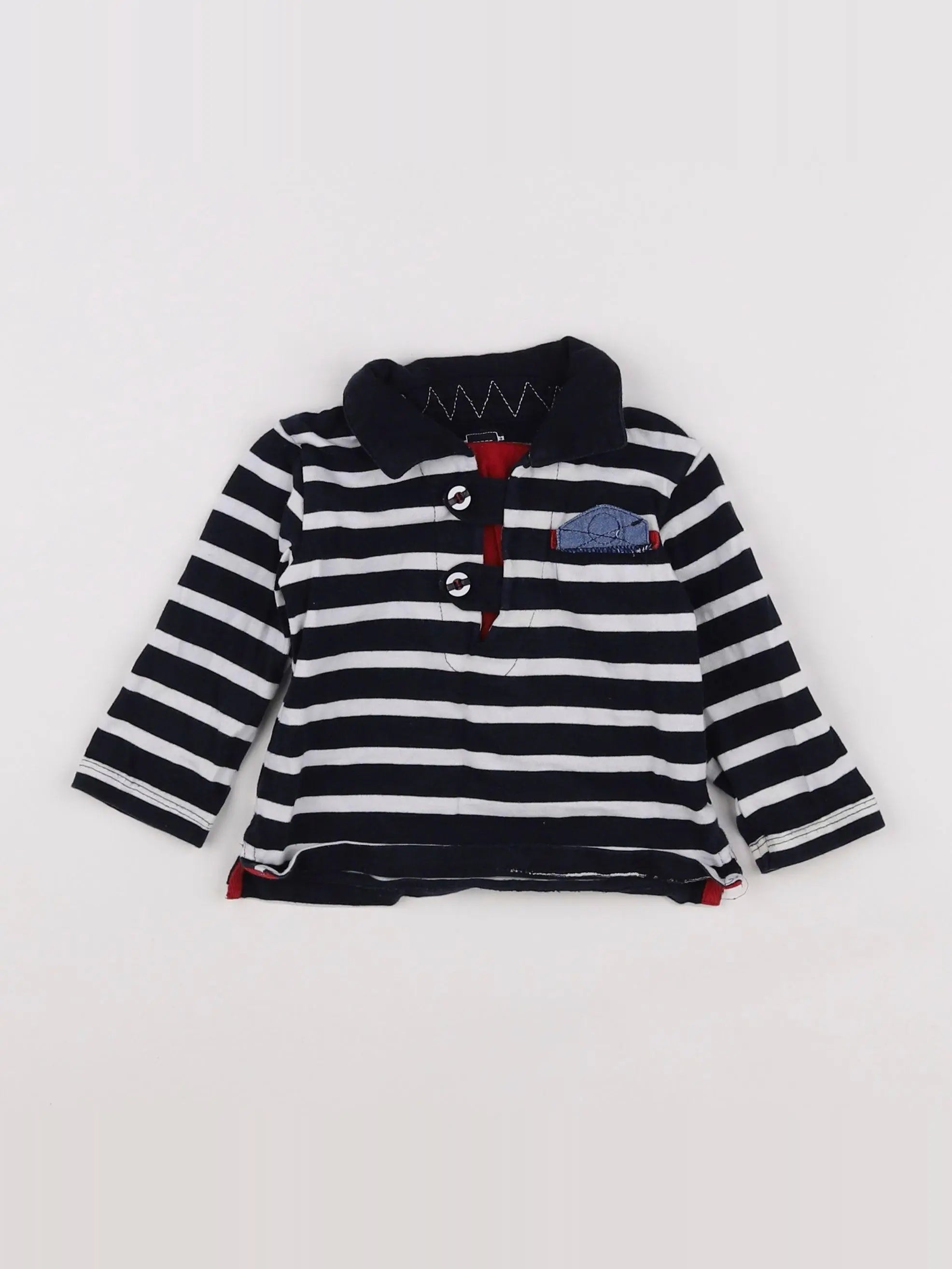 Terre de marins - polo blanc, bleu - 6 mois