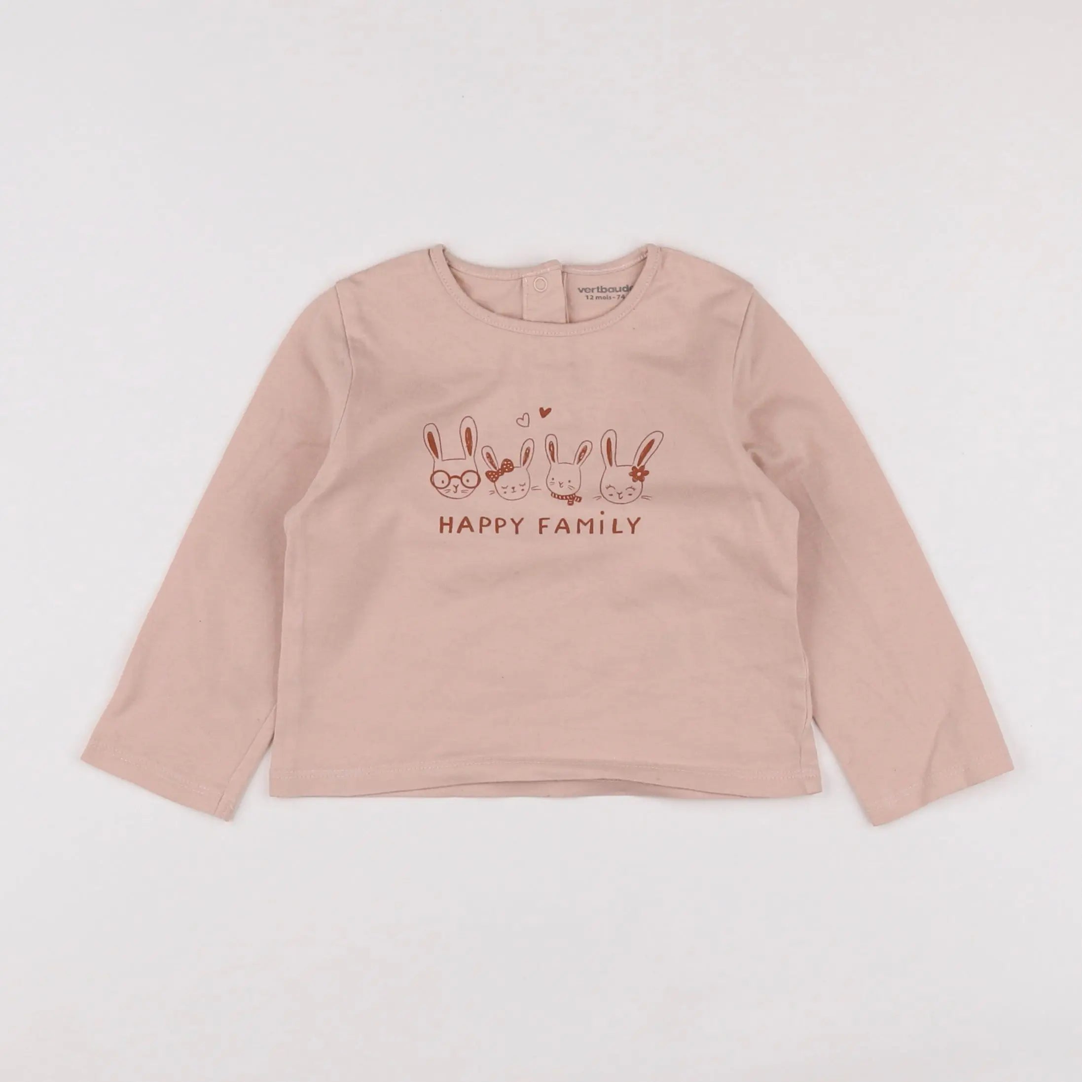Vertbaudet - tee-shirt rose - 12 mois