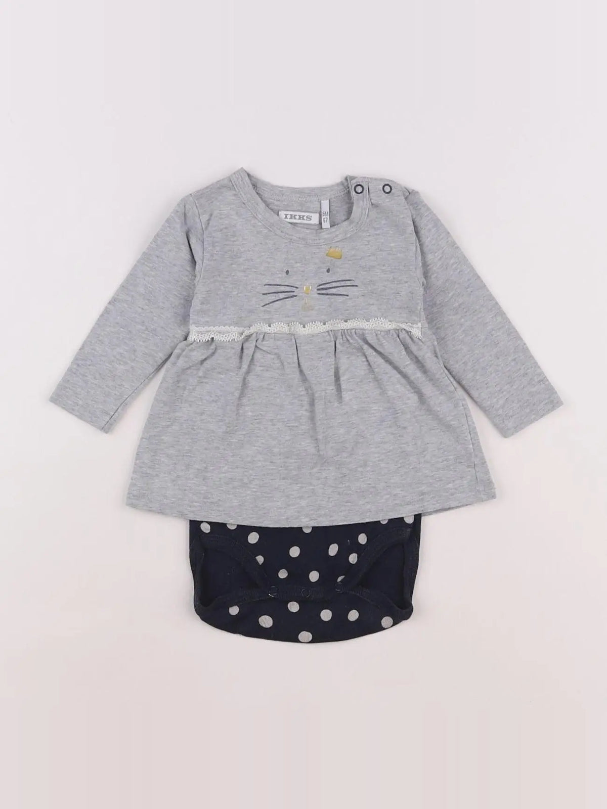 IKKS - robe gris, bleu - 6 mois