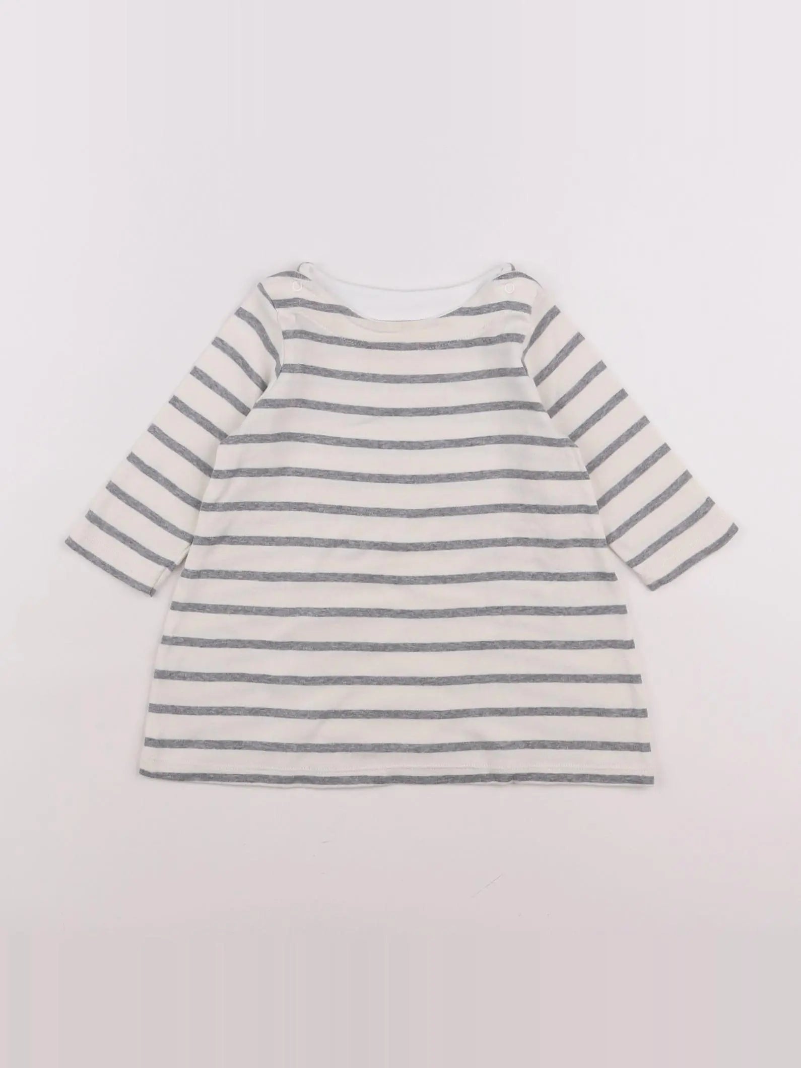 Petit Bateau - robe blanc, gris - 12 mois