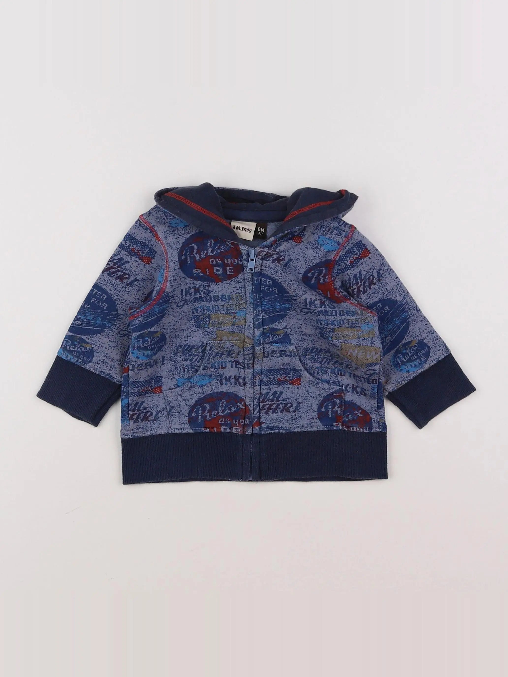 IKKS - sweat bleu - 6 mois