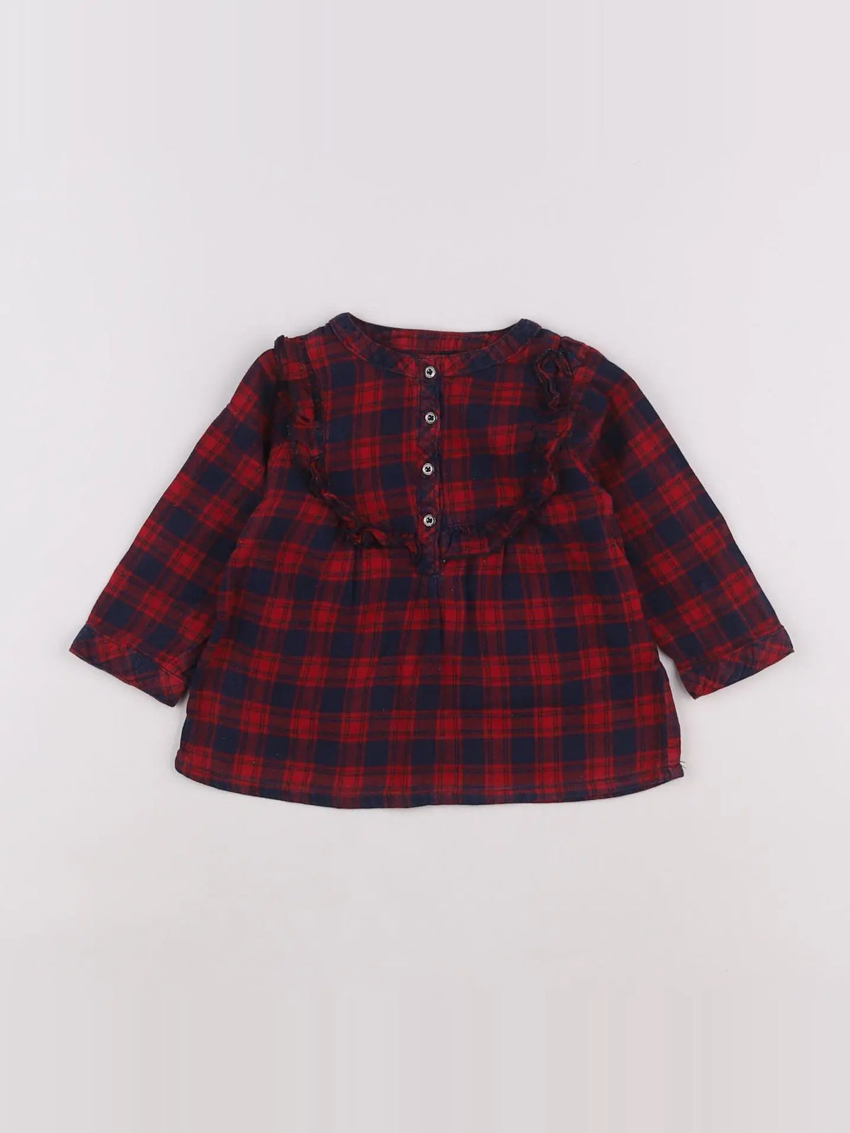 Vertbaudet - blouse rouge, bleu - 6 mois