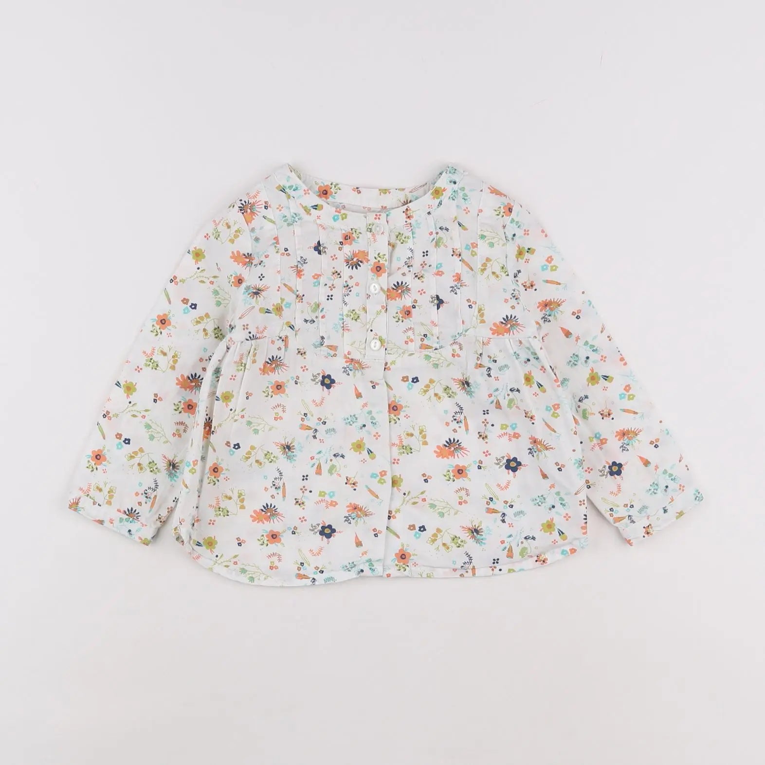 Vertbaudet - blouse blanc, orange - 18 mois