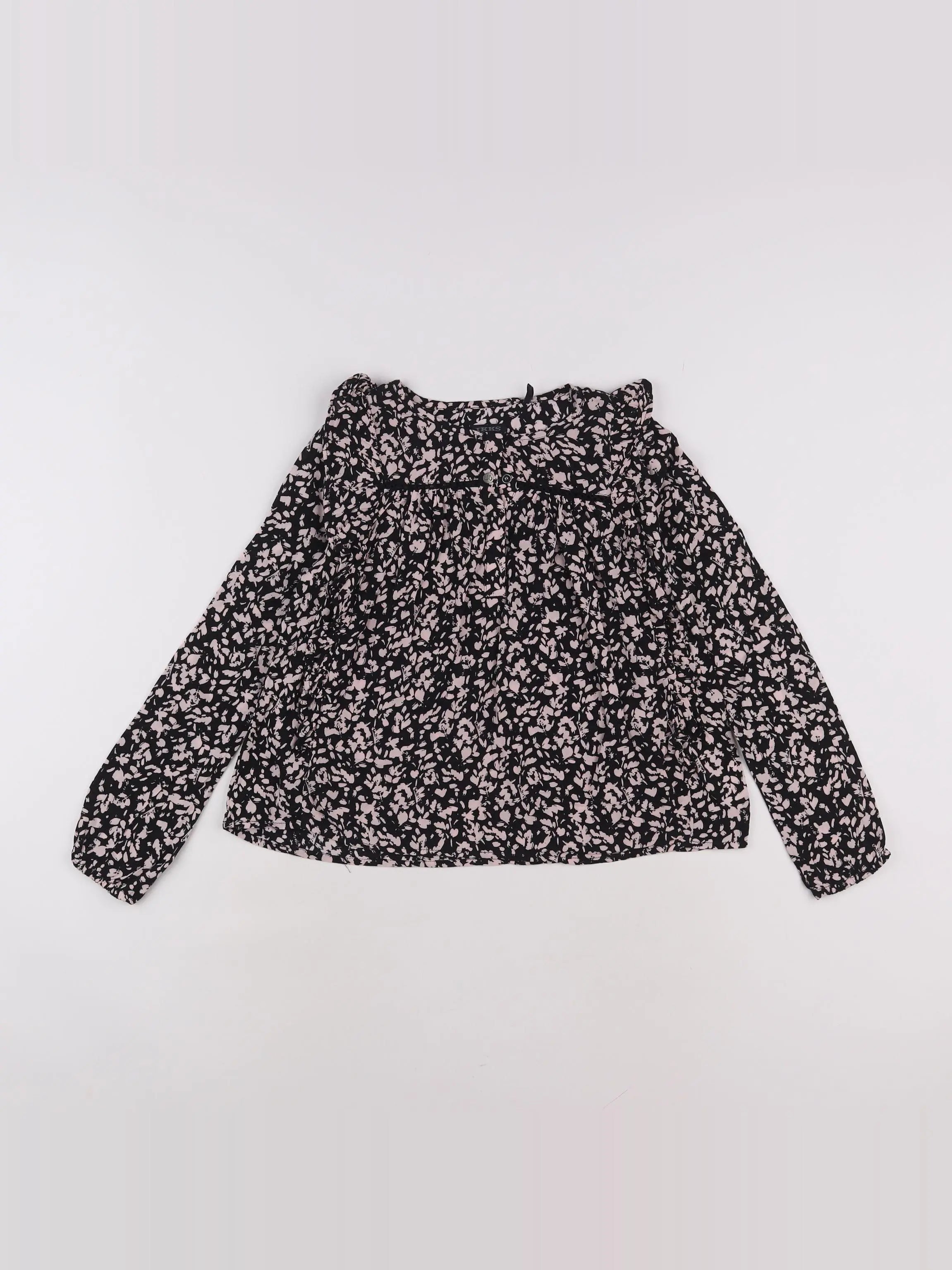 IKKS - blouse noir, rose - 10 ans