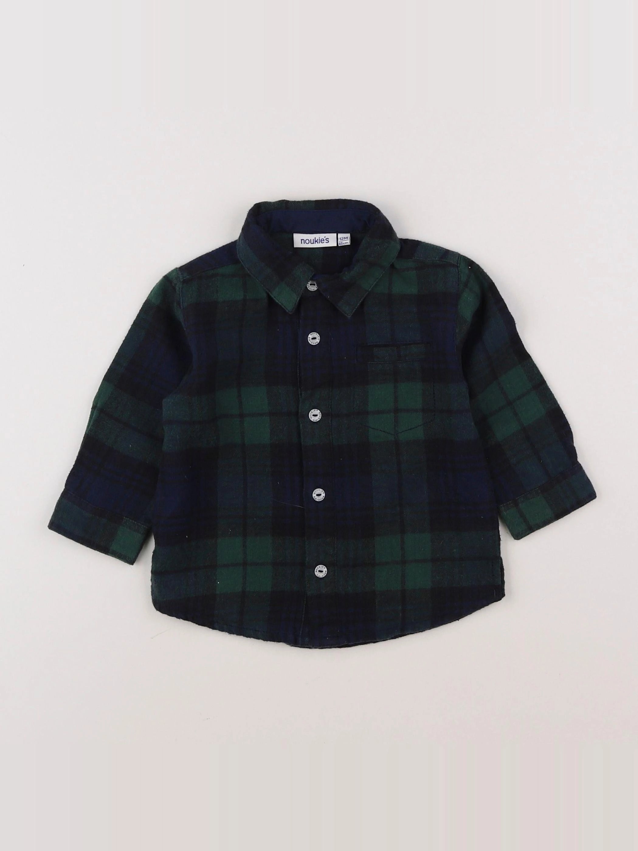 Noukie's - chemise vert, bleu - 12 mois