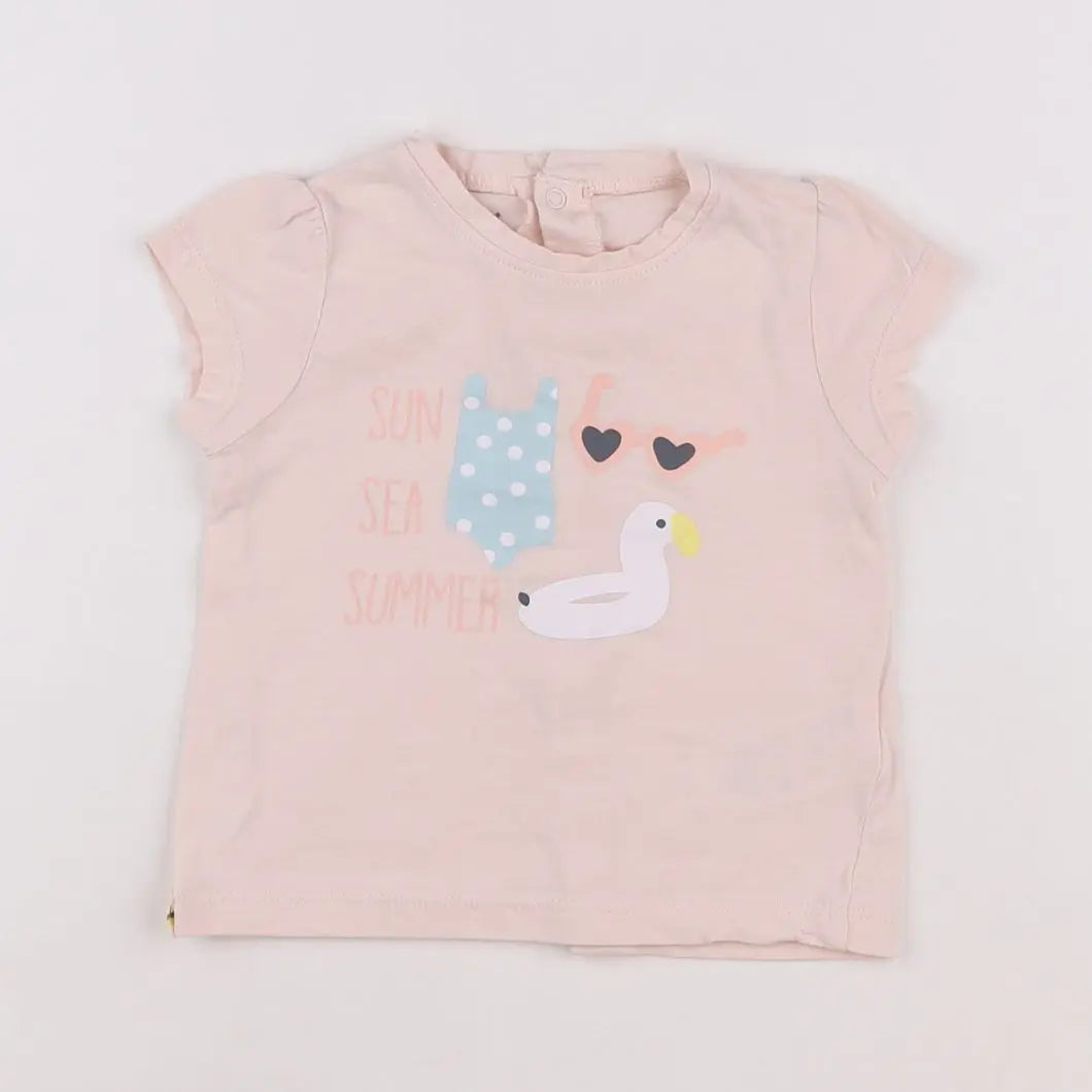 Vertbaudet - tee-shirt rose - 12 mois
