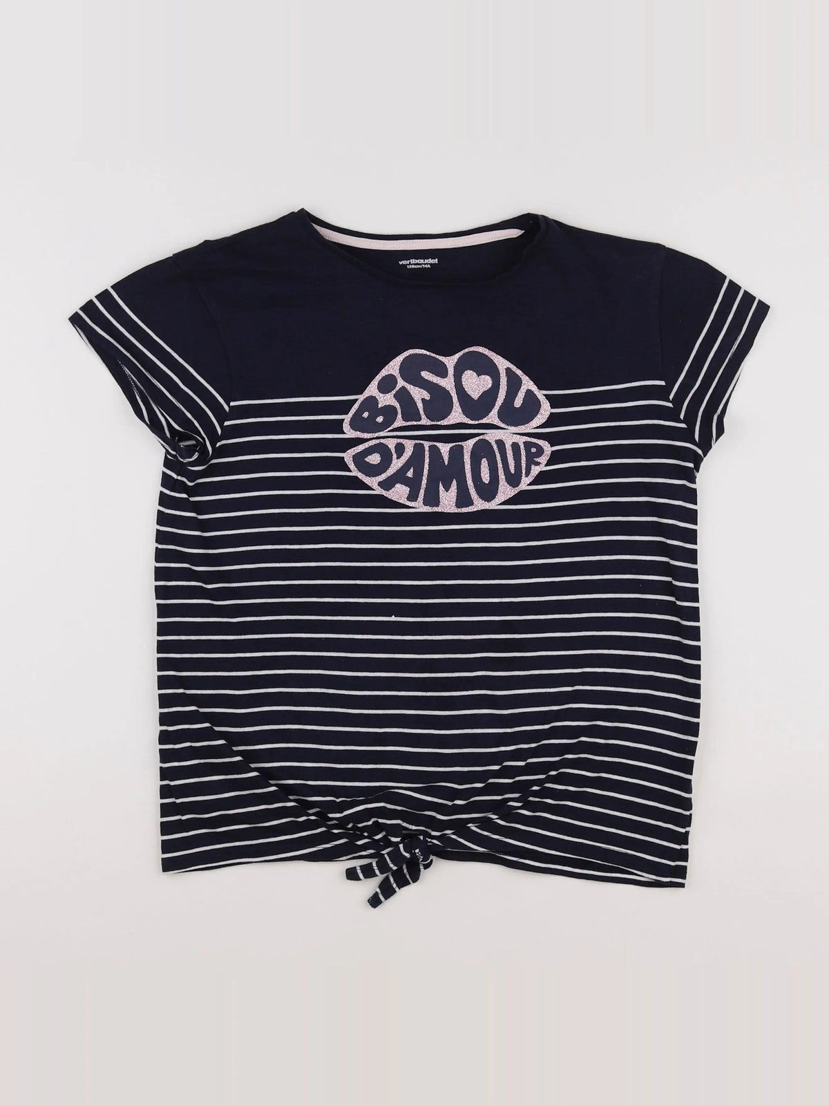 Vertbaudet - tee-shirt bleu, blanc - 14 ans