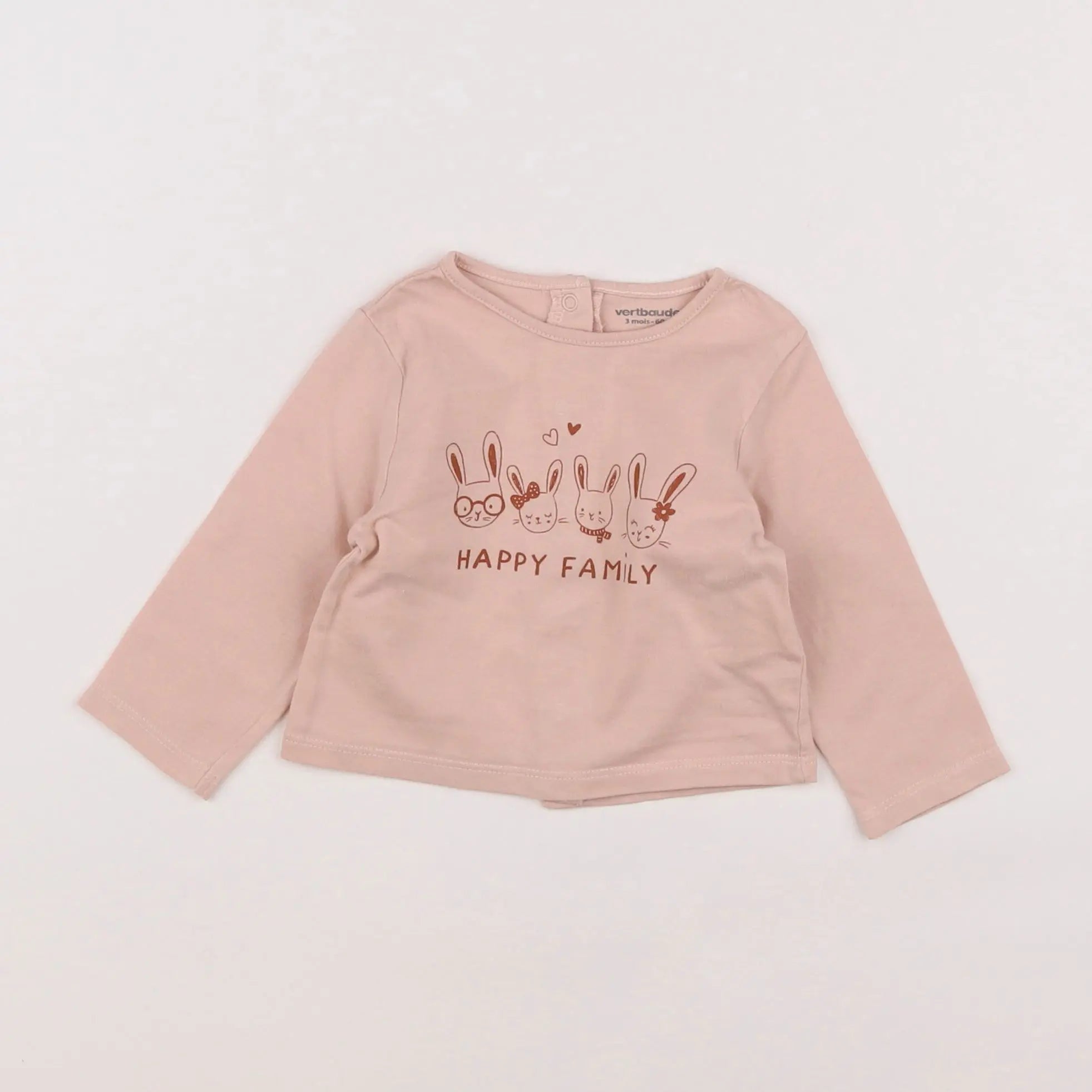 Vertbaudet - tee-shirt rose - 3 mois