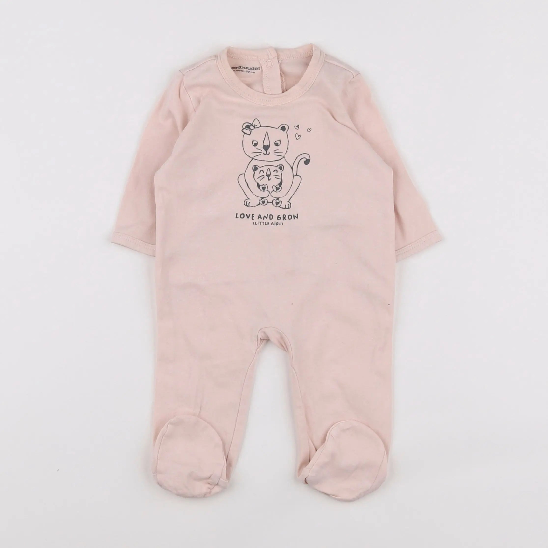 Vertbaudet - pyjama coton rose - 3 mois