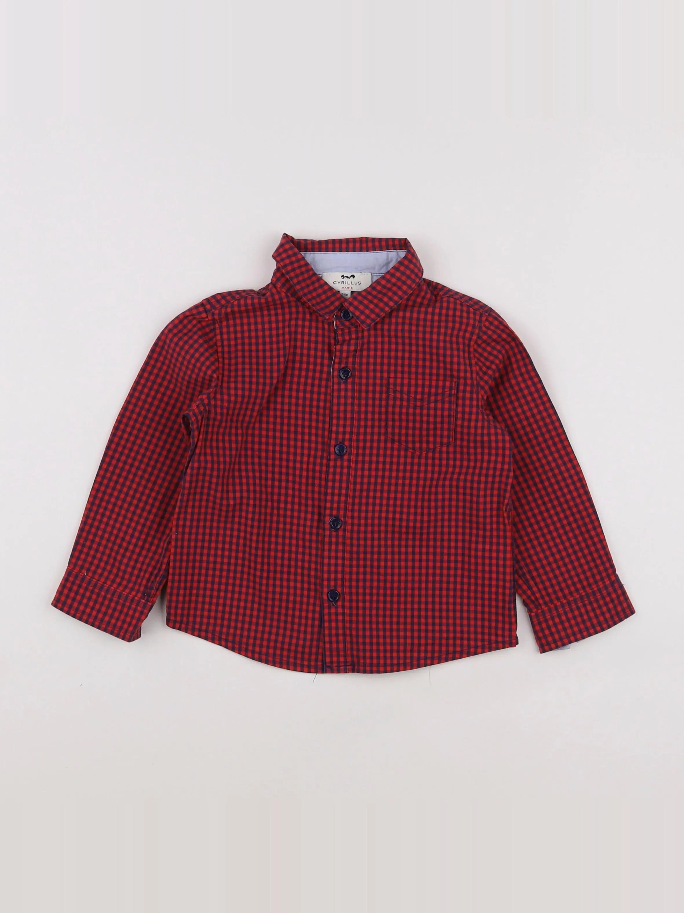 Cyrillus - chemise rouge, bleu - 2 ans
