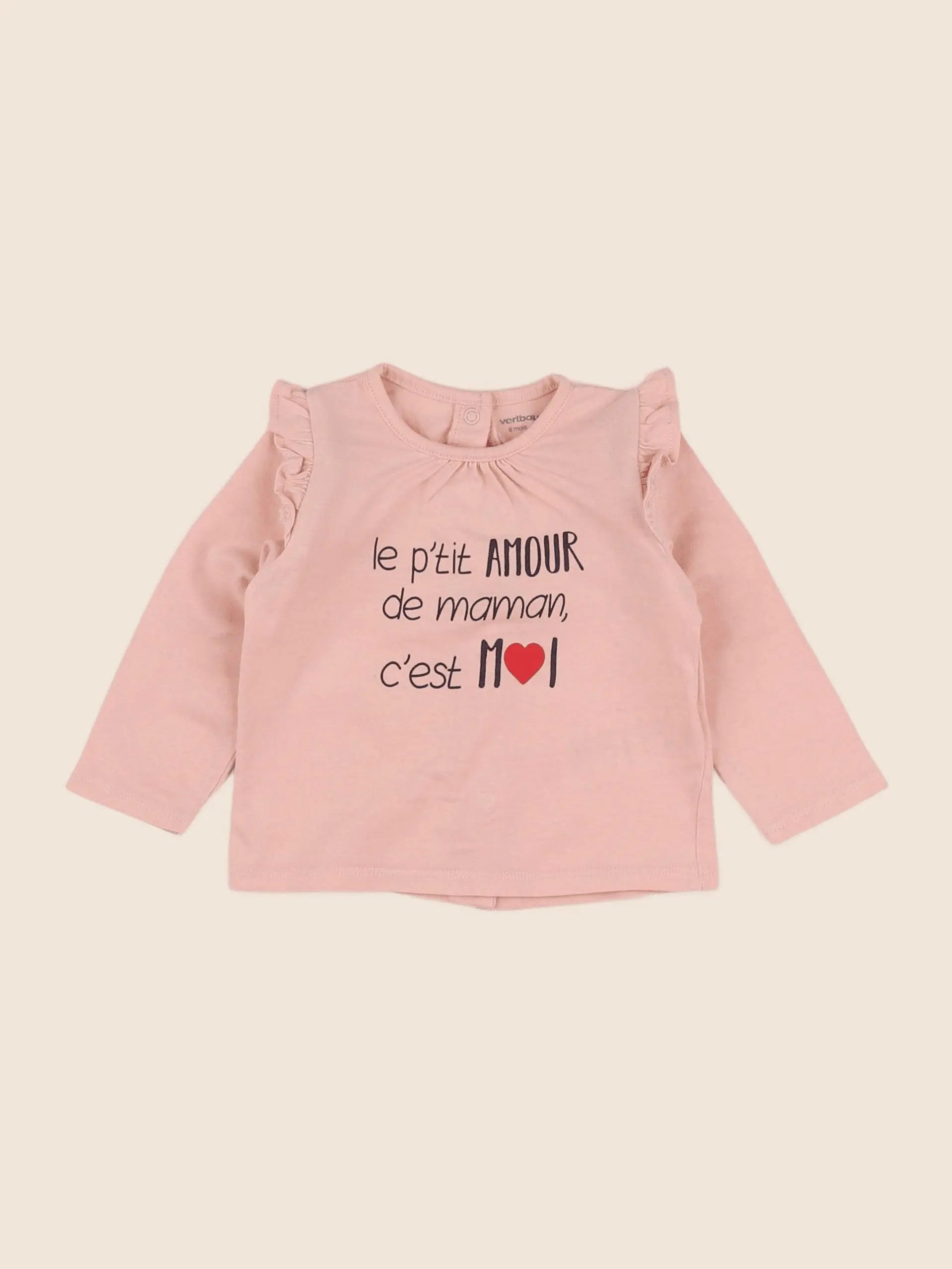 Vertbaudet - tee-shirt rose - 6 mois