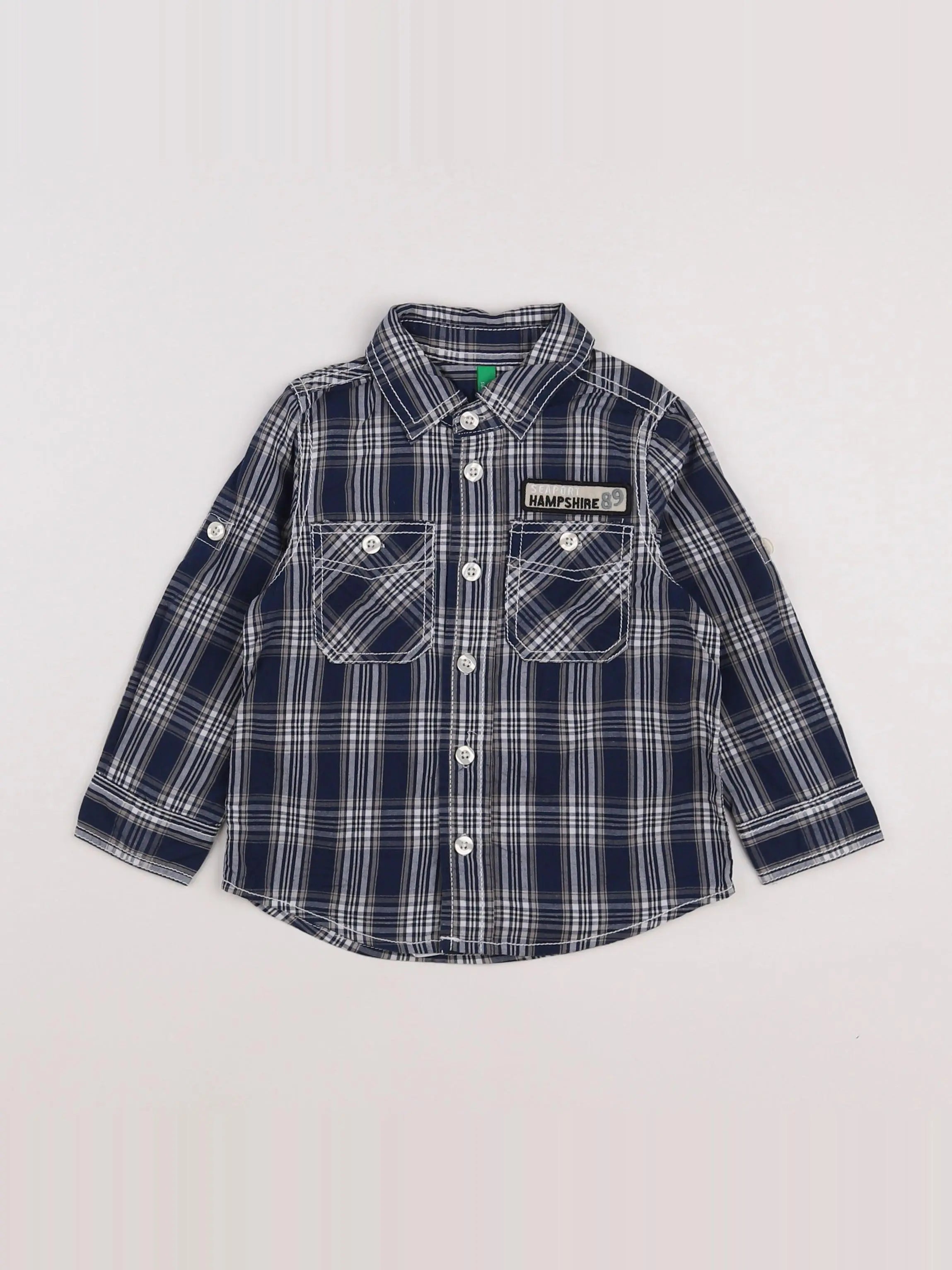 Benetton - chemise bleu - 12/18 mois