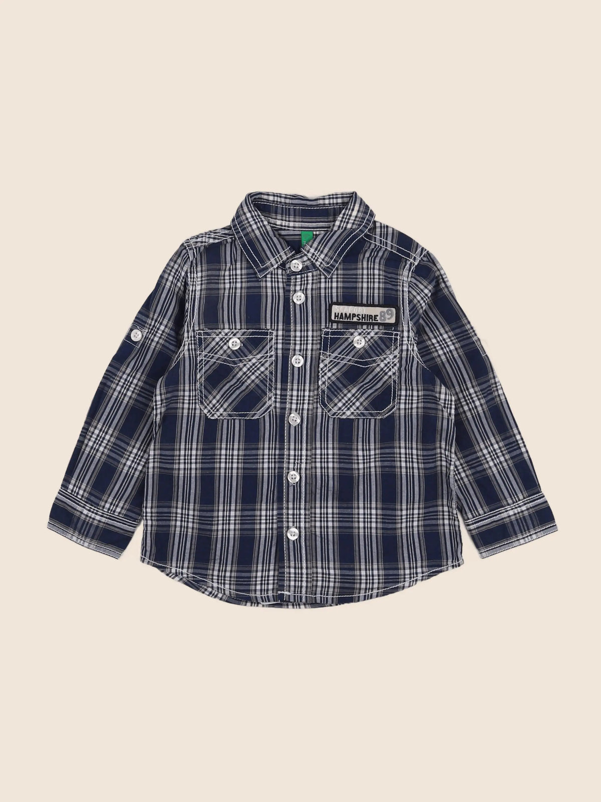Benetton - chemise bleu - 12/18 mois
