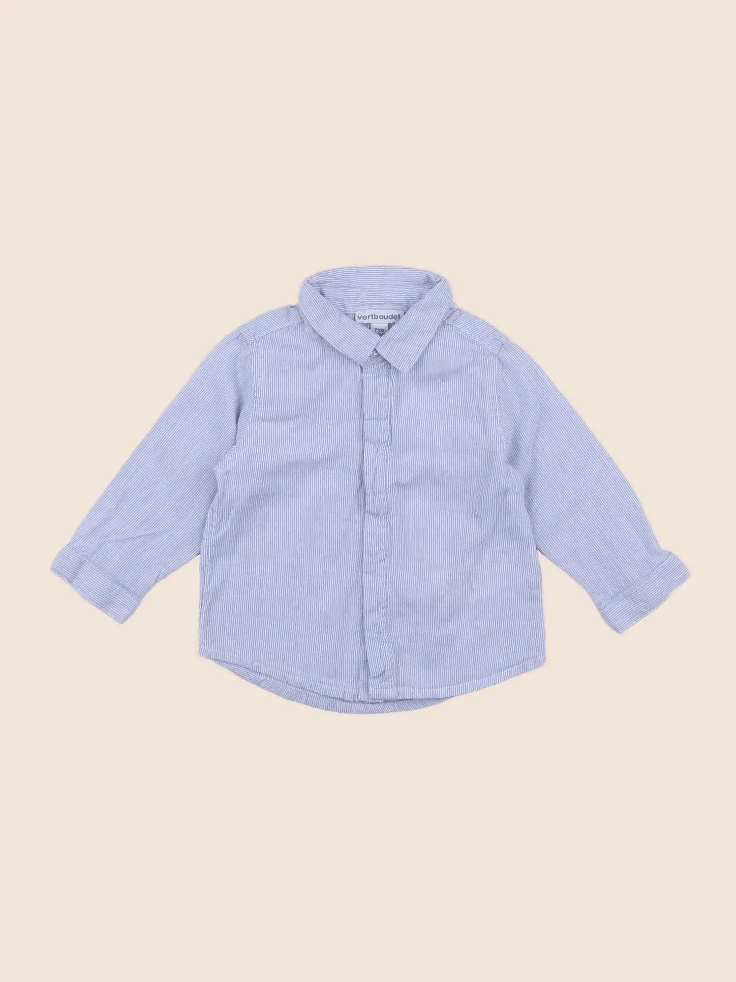 Vertbaudet - chemise bleu - 9 mois