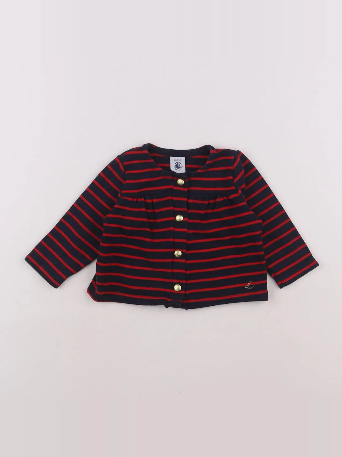 Petit Bateau - sweat bleu, rouge - 6 mois