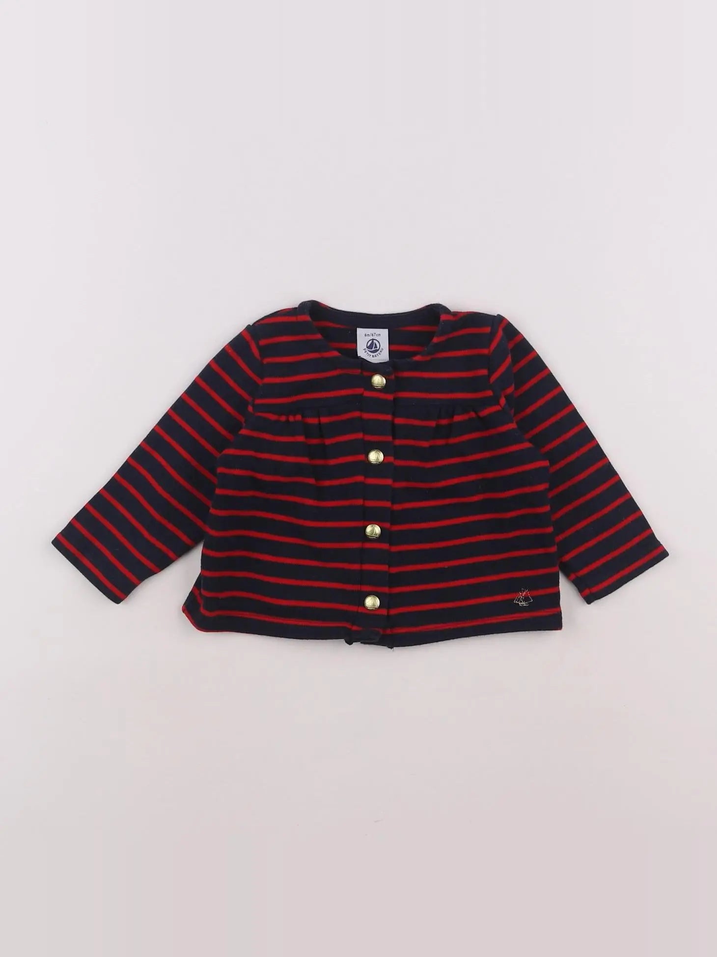 Petit Bateau - sweat bleu, rouge - 6 mois
