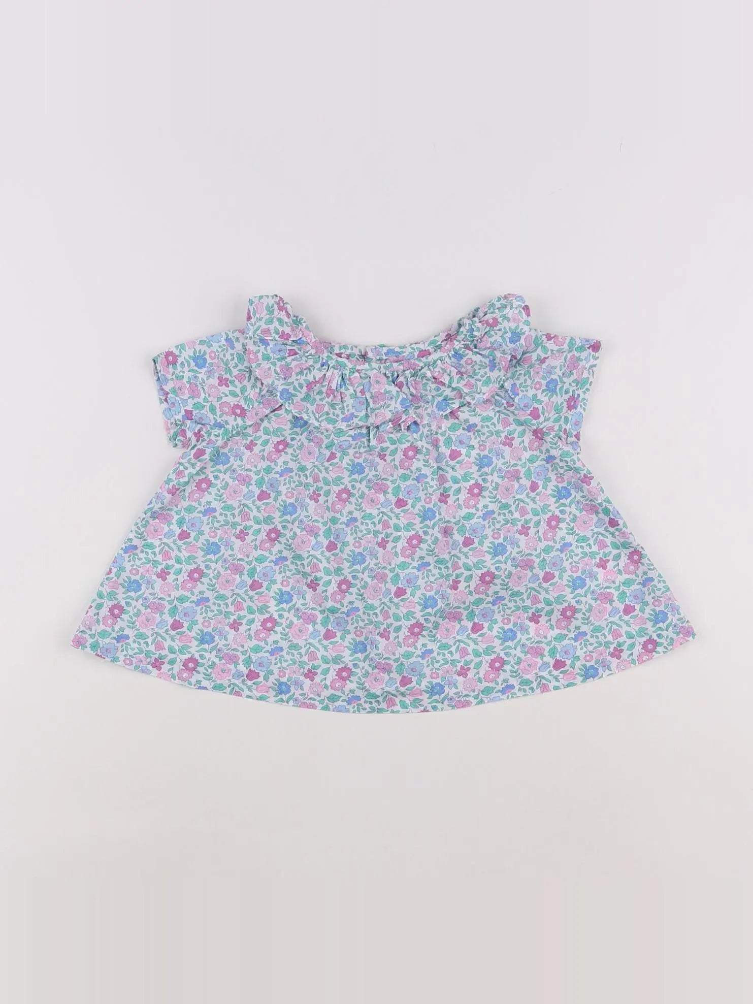 Jacadi - blouse liberty bleu, rose - 12 mois