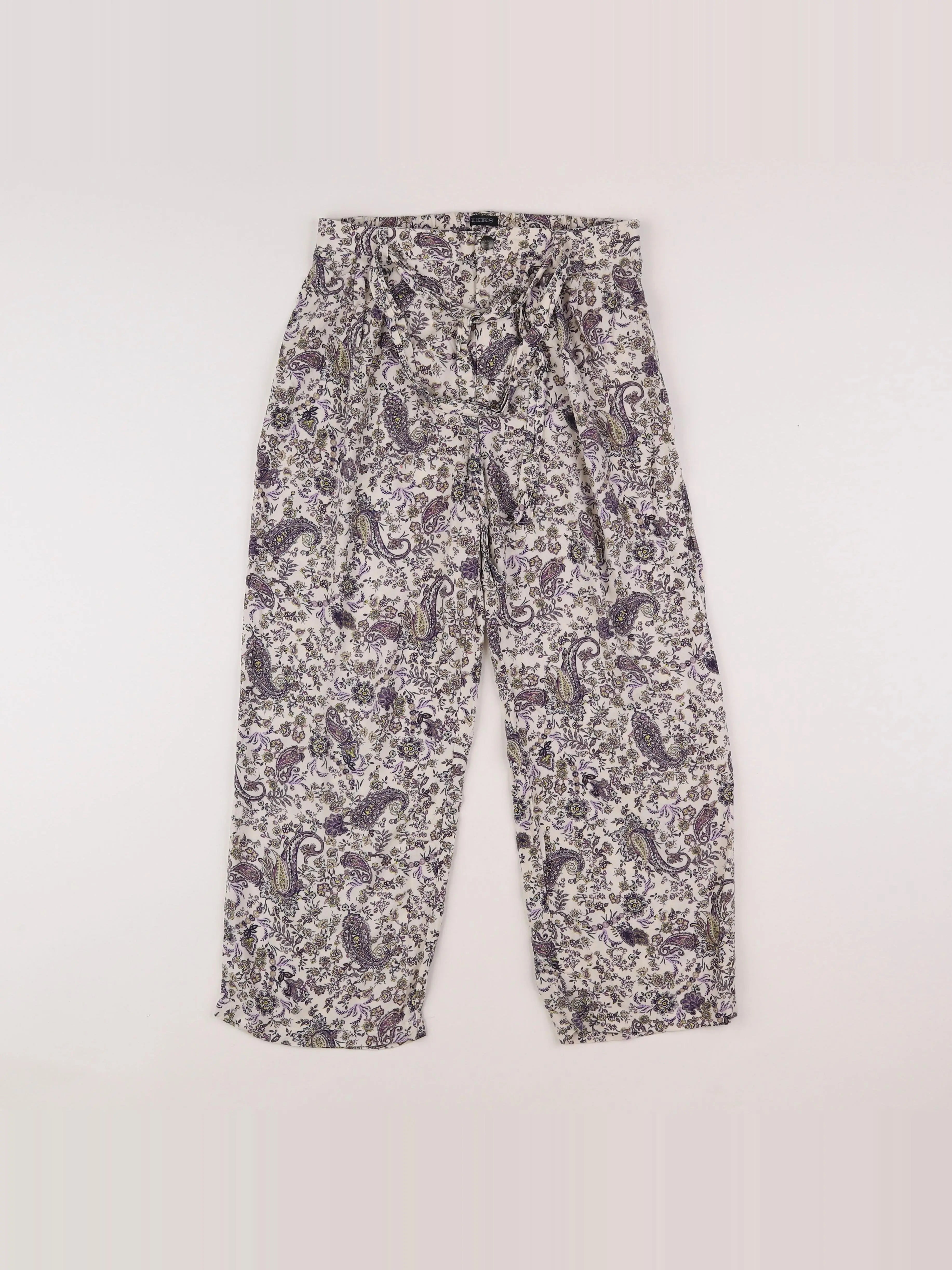 IKKS - pantalon blanc, violet - 12 ans
