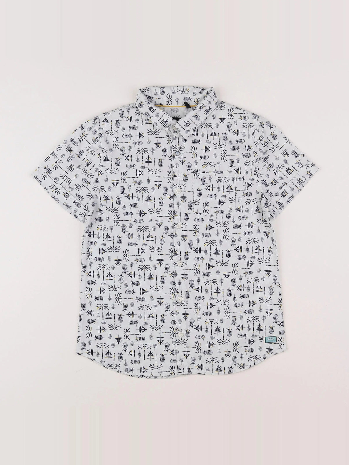 IKKS - chemise blanc, bleu, jaune - 10 ans