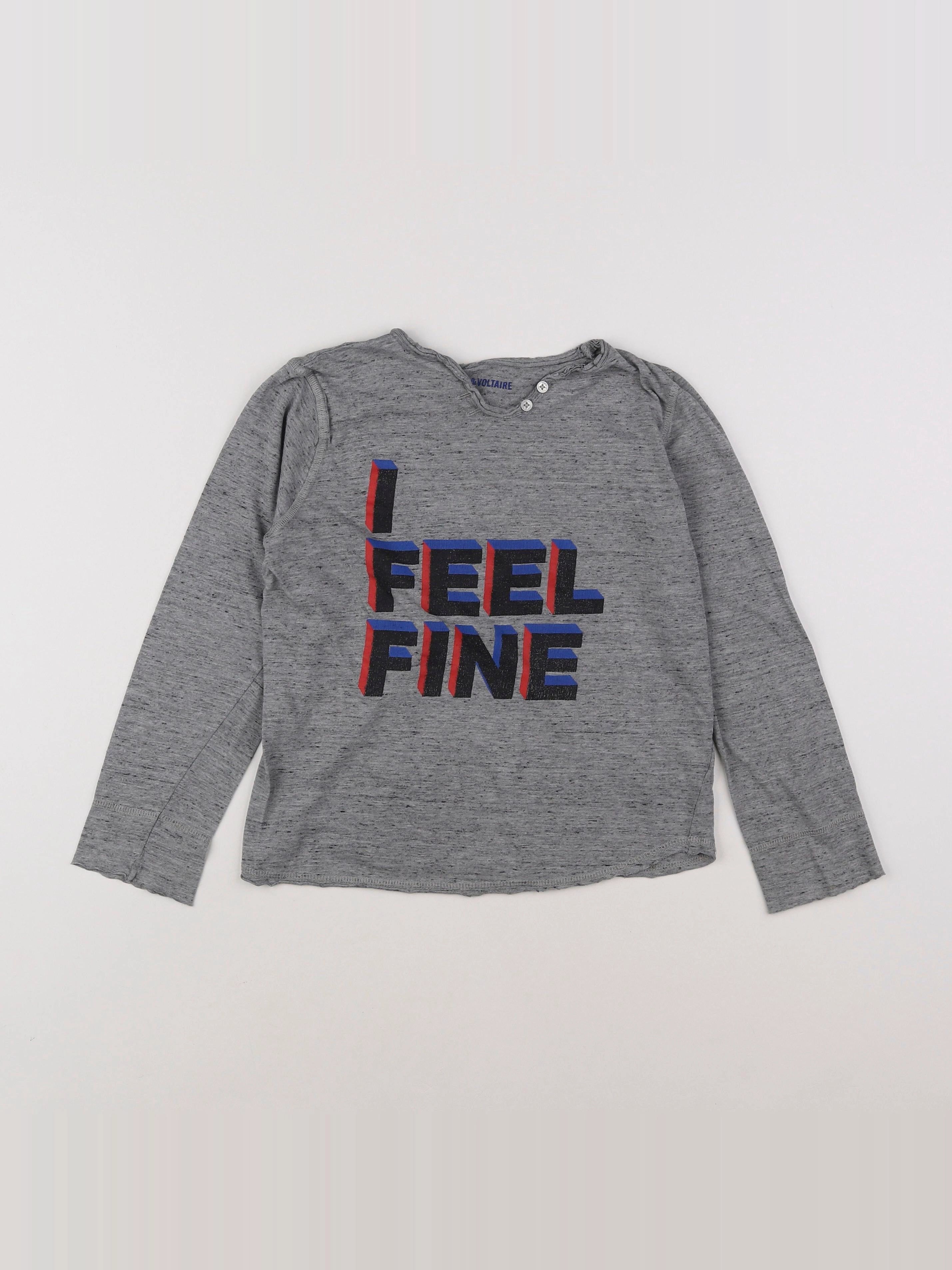 Zadig & Voltaire - tee-shirt gris - 8 ans