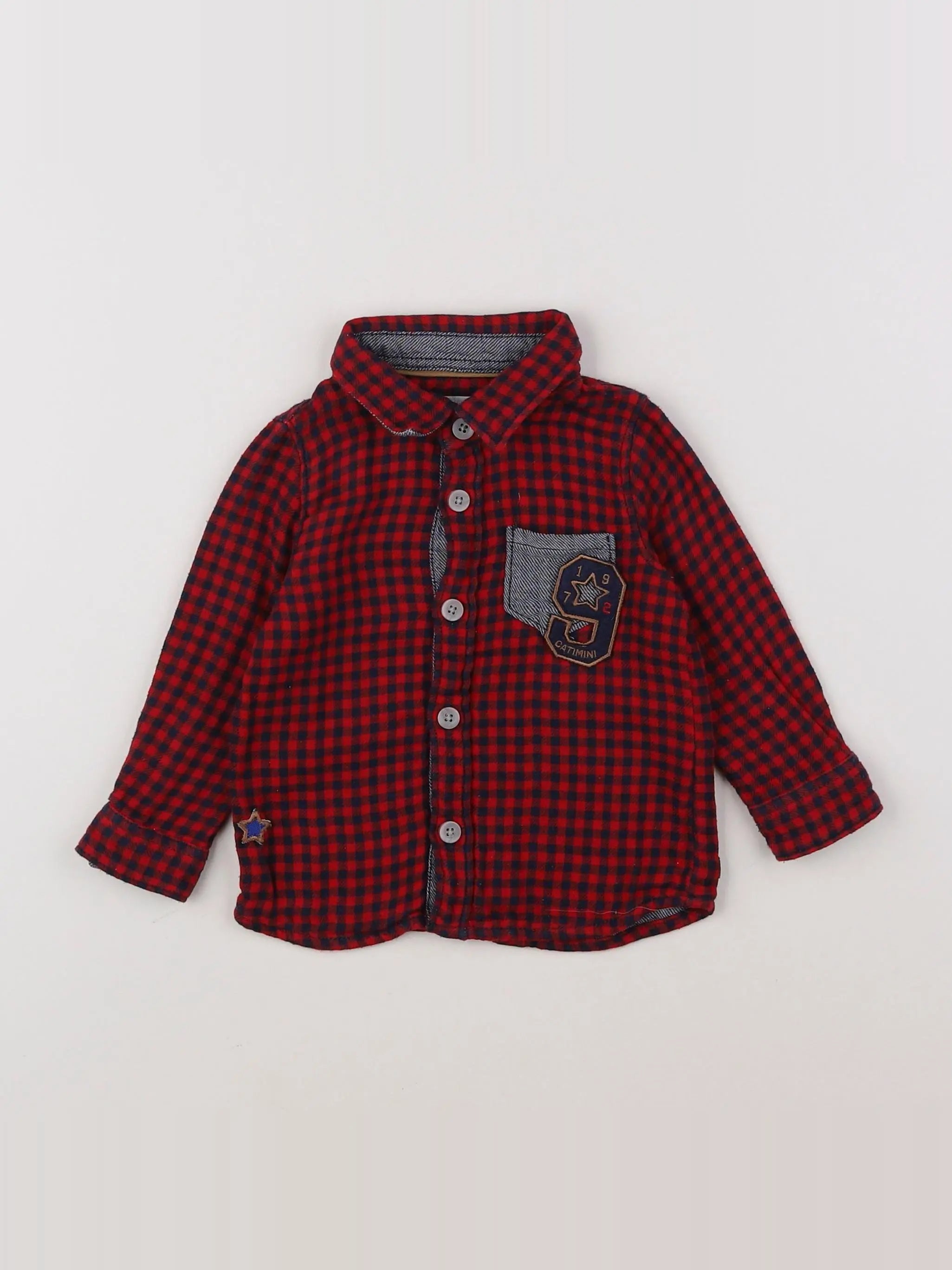 Catimini - chemise rouge - 9 mois