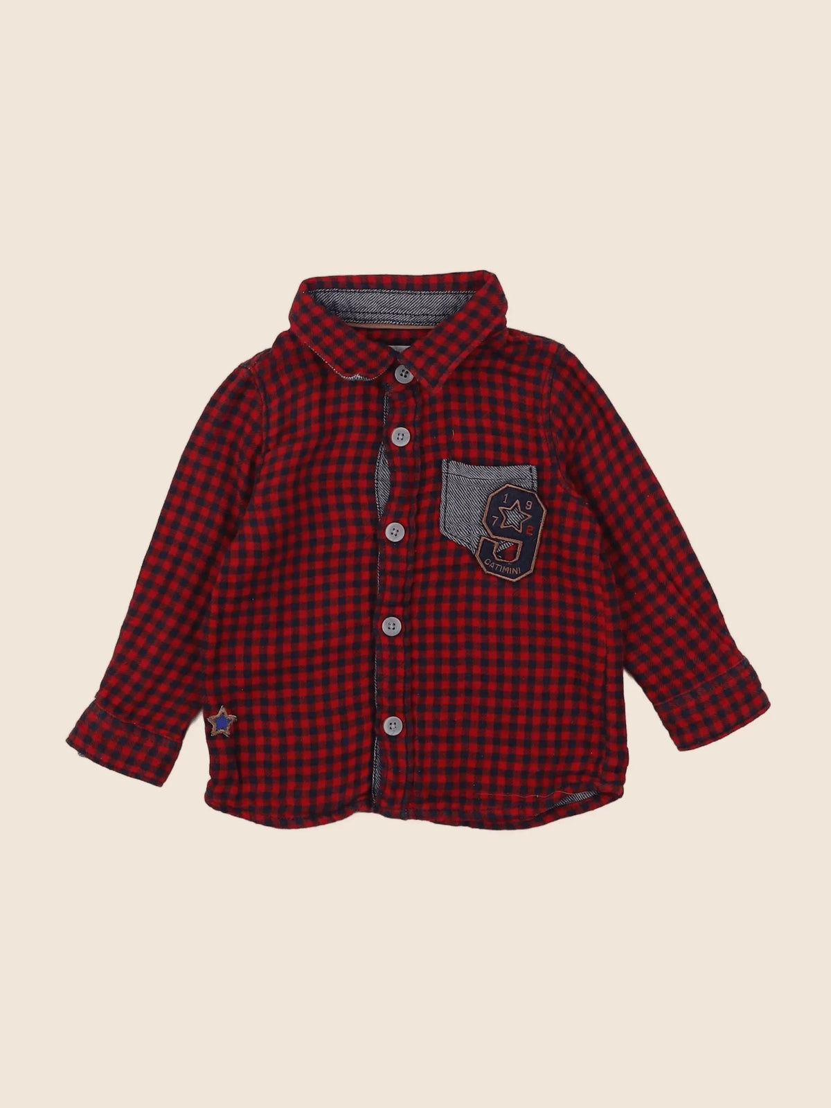 Catimini - chemise rouge - 9 mois