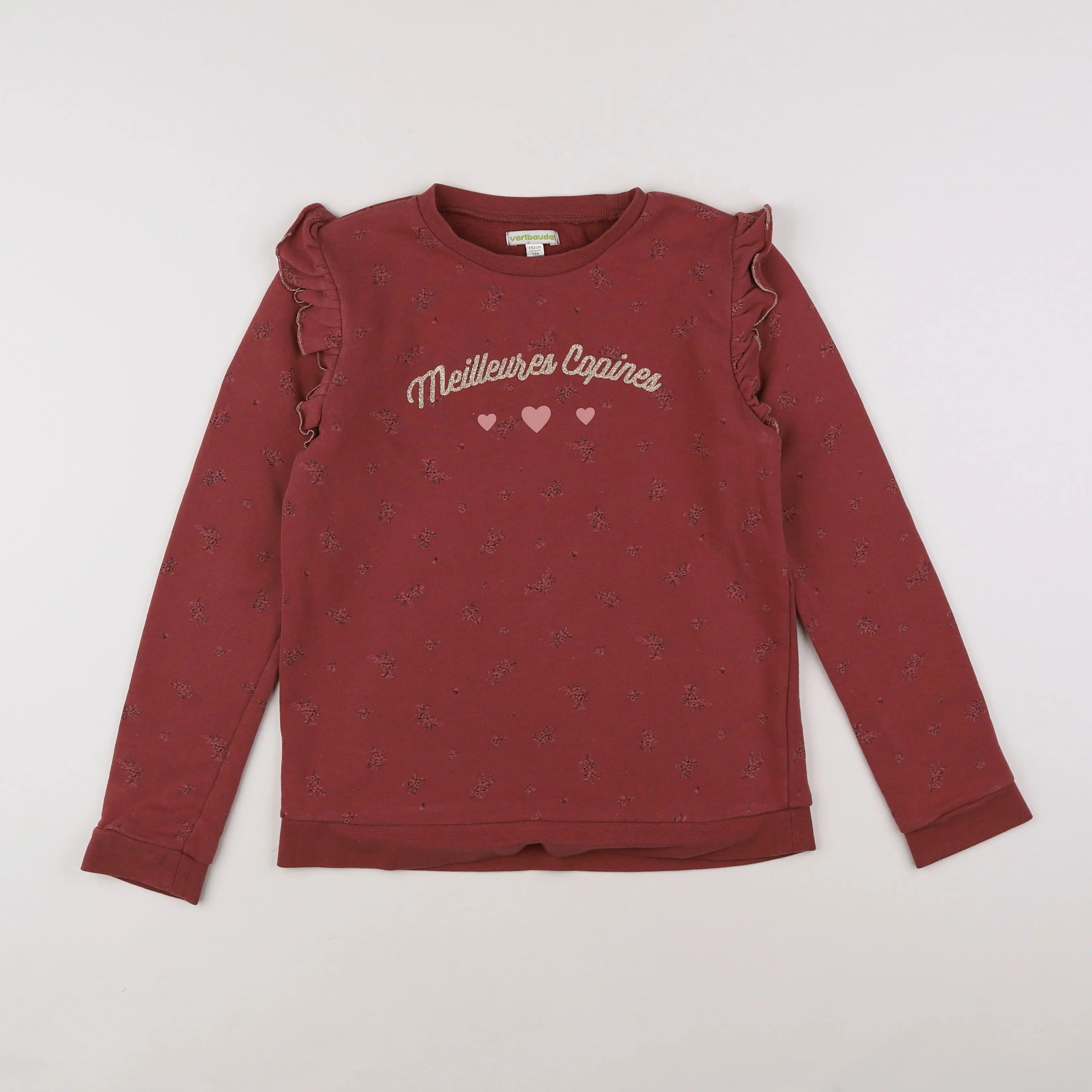 Vertbaudet - sweat rose, or - 12 ans