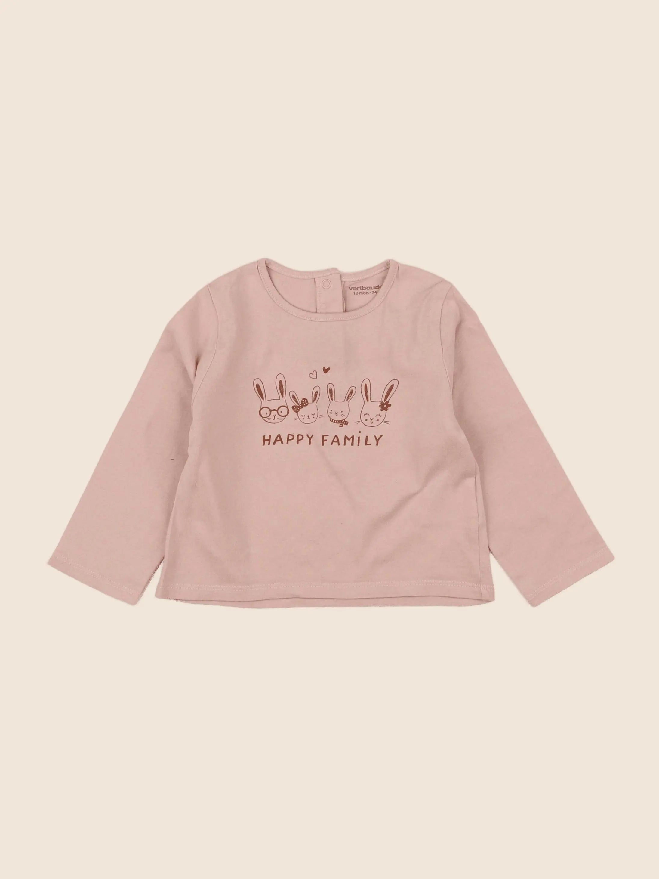 Vertbaudet - tee-shirt rose - 12 mois