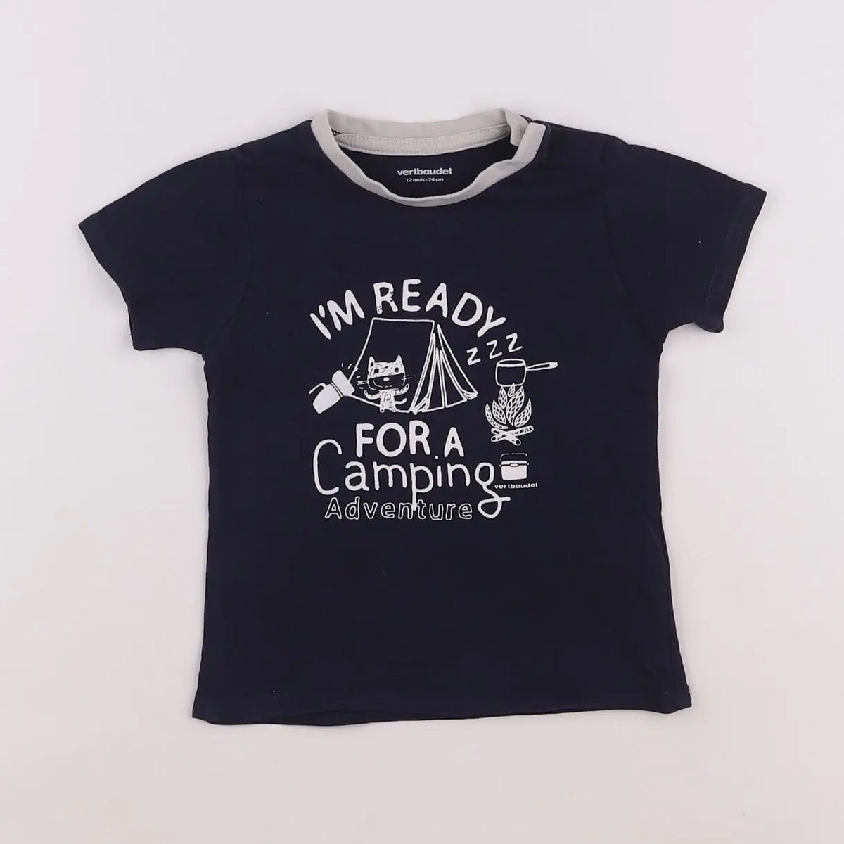 Vertbaudet - tee-shirt bleu - 12 mois