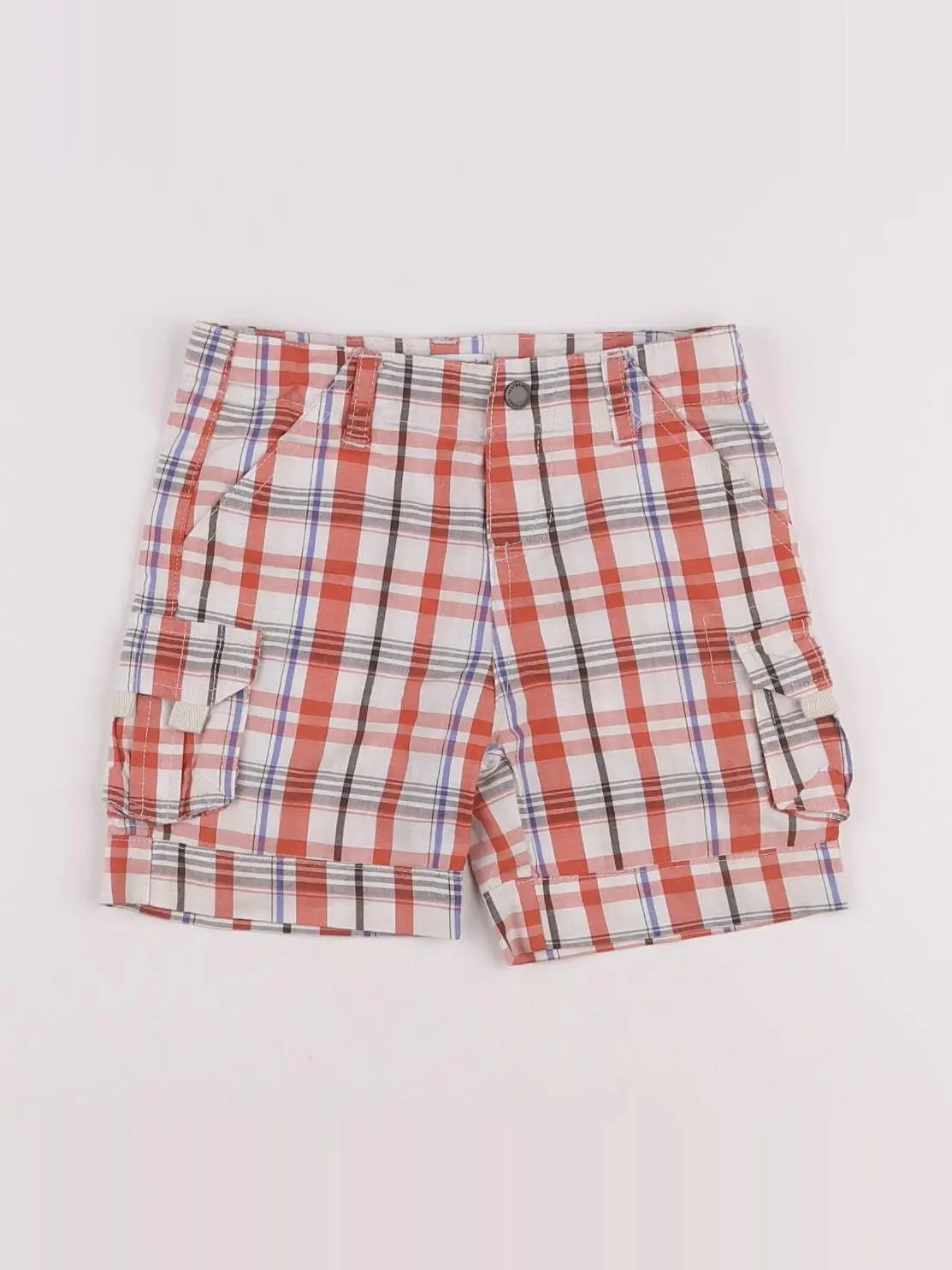 Vertbaudet - short orange, blanc - 18 mois