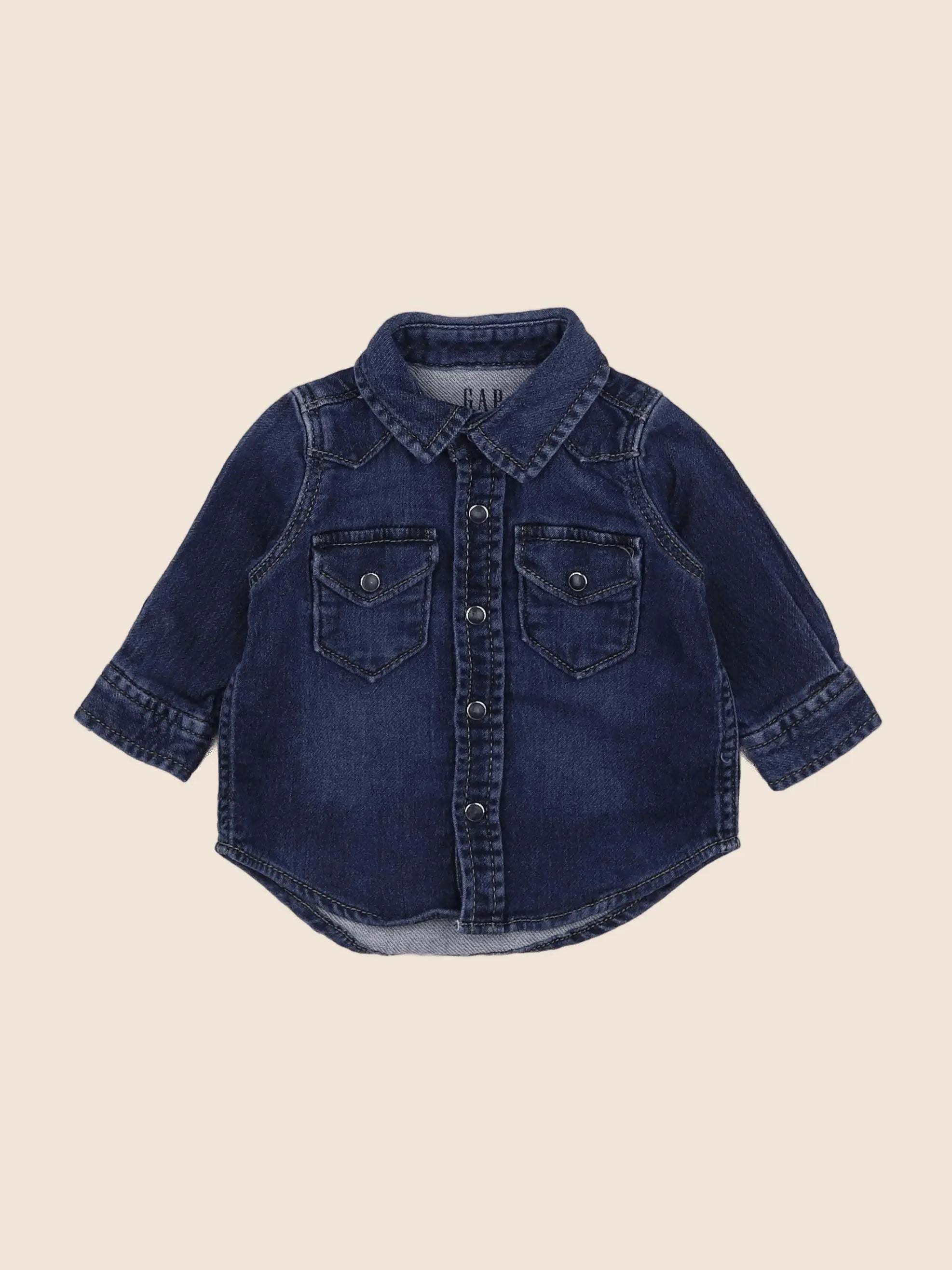 GAP - chemise bleu - 3/6 mois