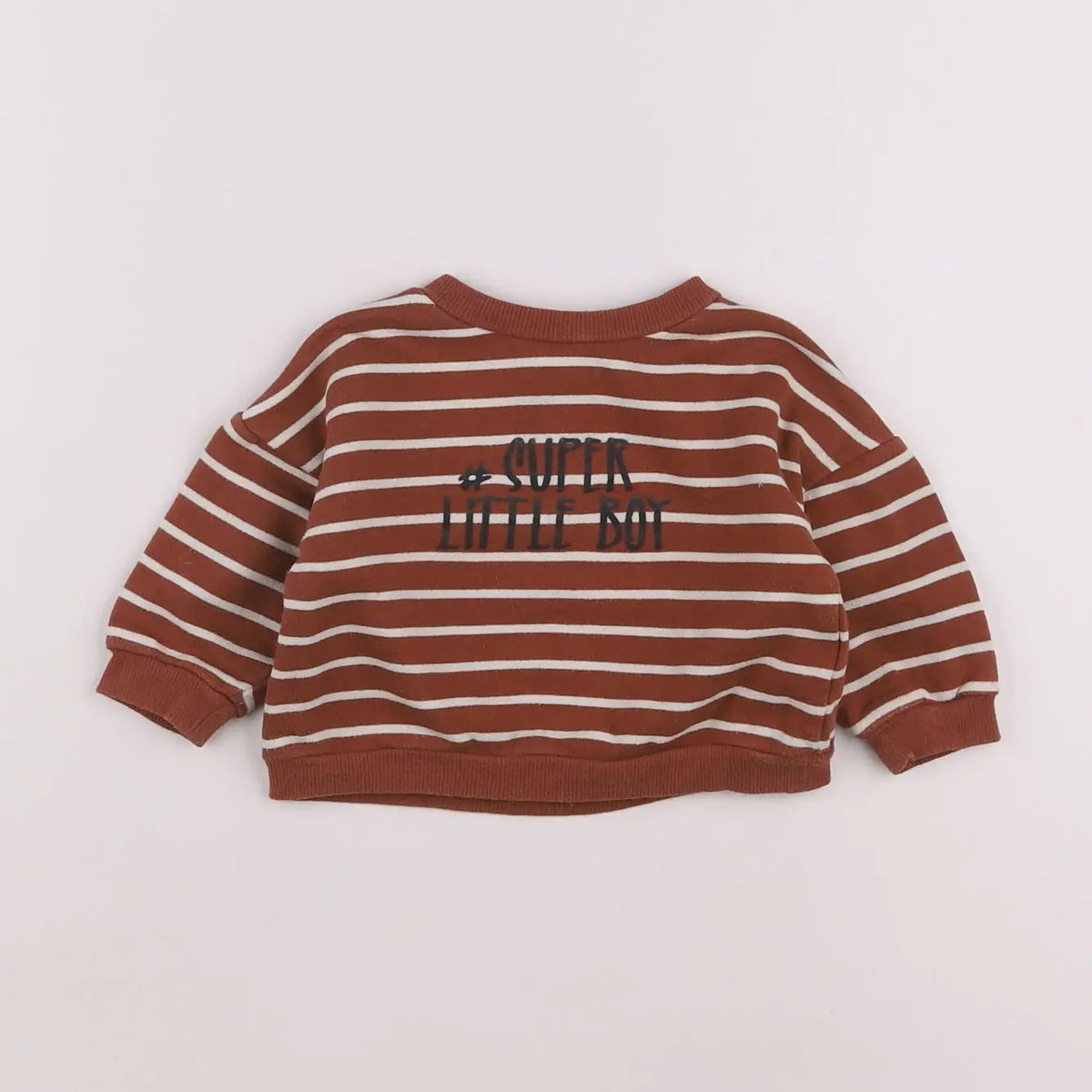 Vertbaudet - sweat marron, blanc - 6 mois