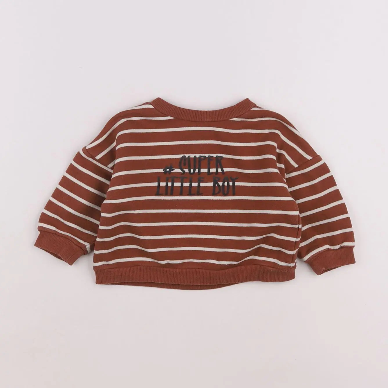 Vertbaudet - sweat marron, blanc - 6 mois