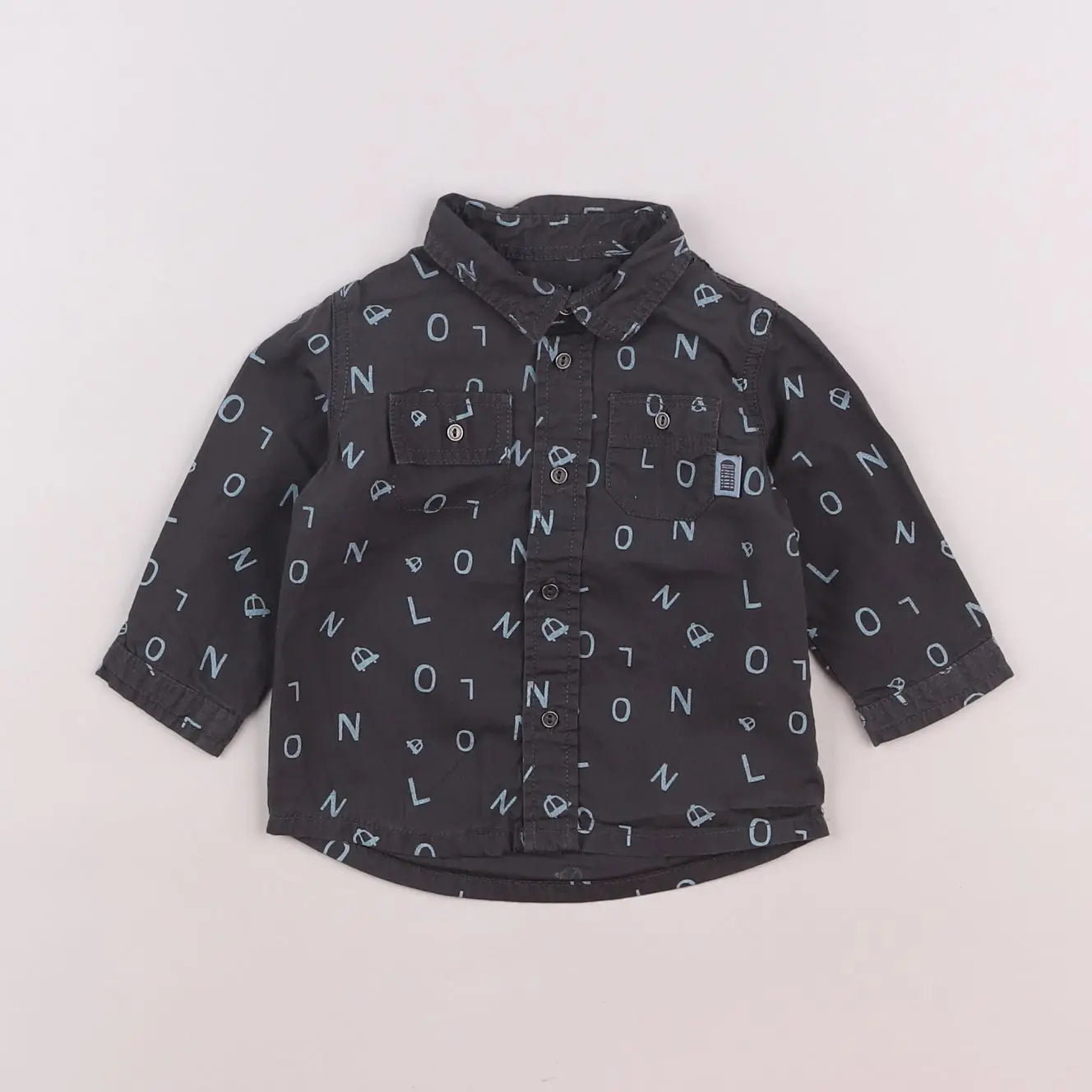 Vertbaudet - chemise gris - 6 mois