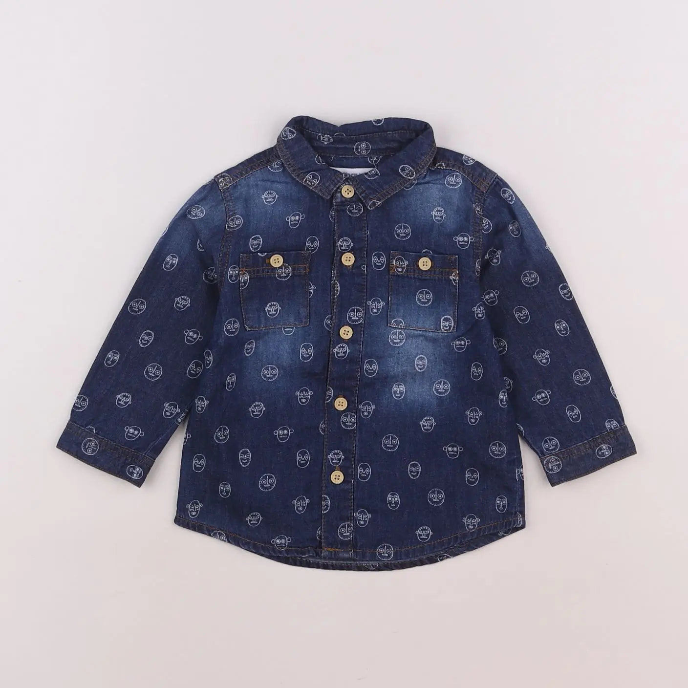 Vertbaudet - chemise bleu - 9 mois