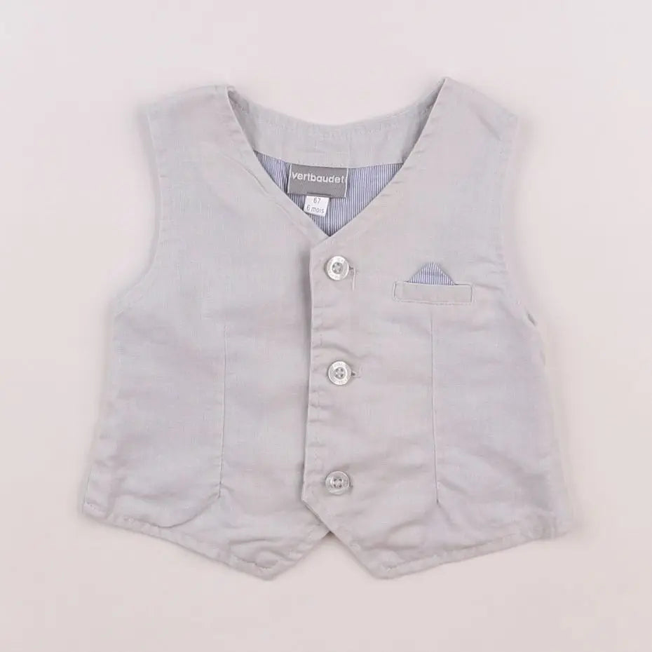 Vertbaudet - gilet gris - 6 mois