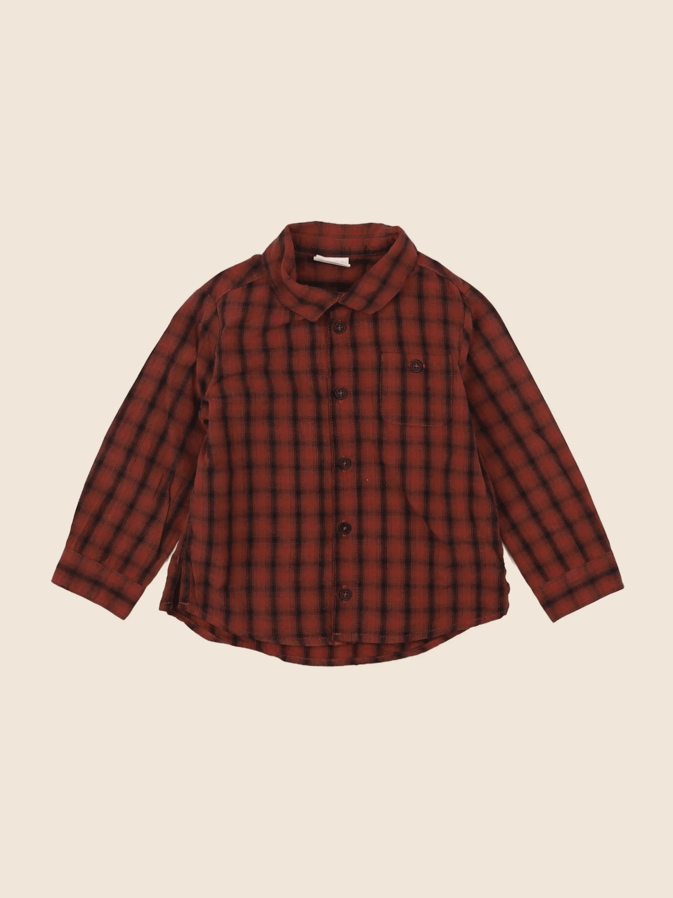 Natalys - chemise rouge - 2 ans
