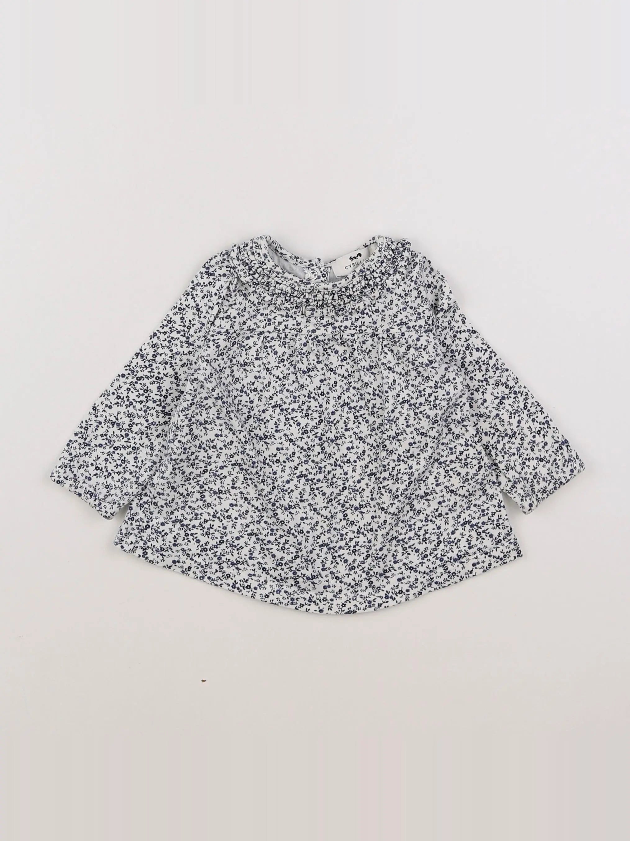 Cyrillus - tee-shirt blanc, bleu - 6 mois