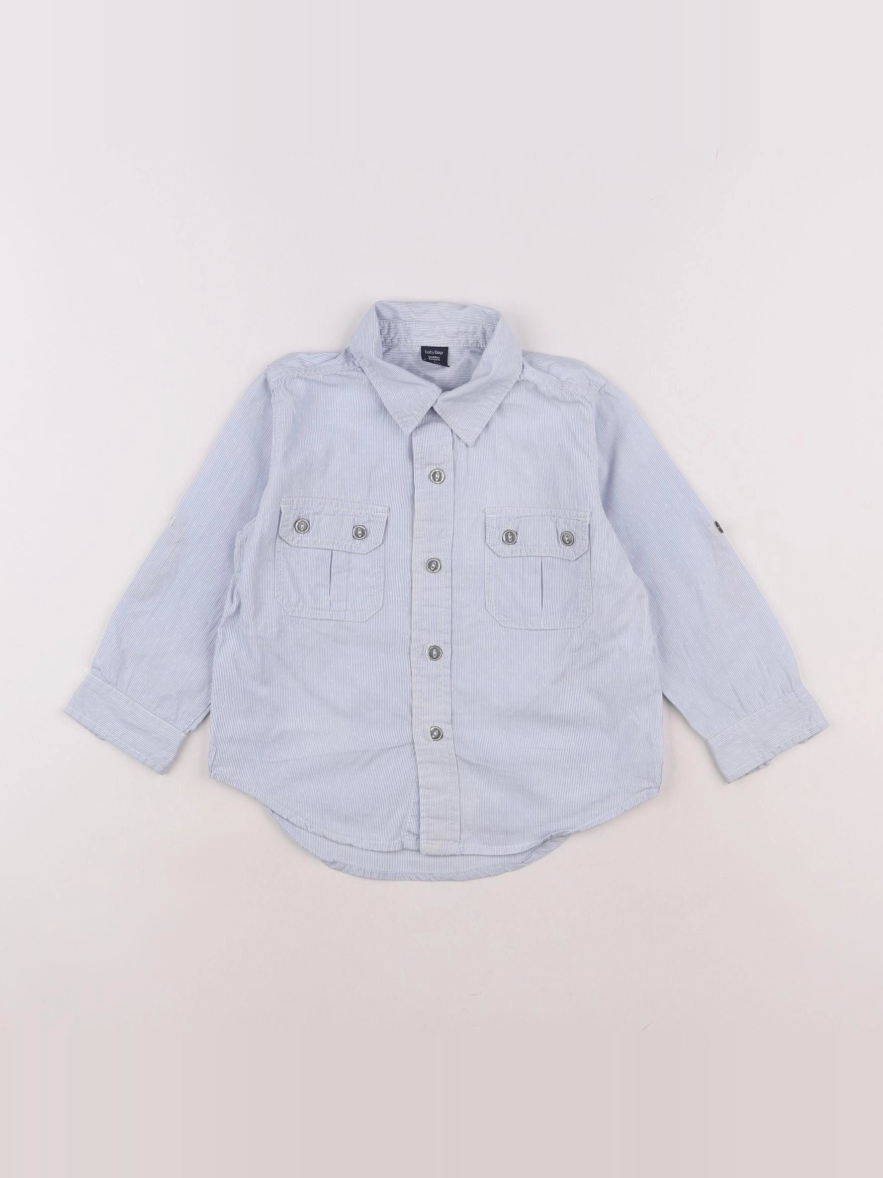 GAP - chemise blanc, bleu - 2 ans