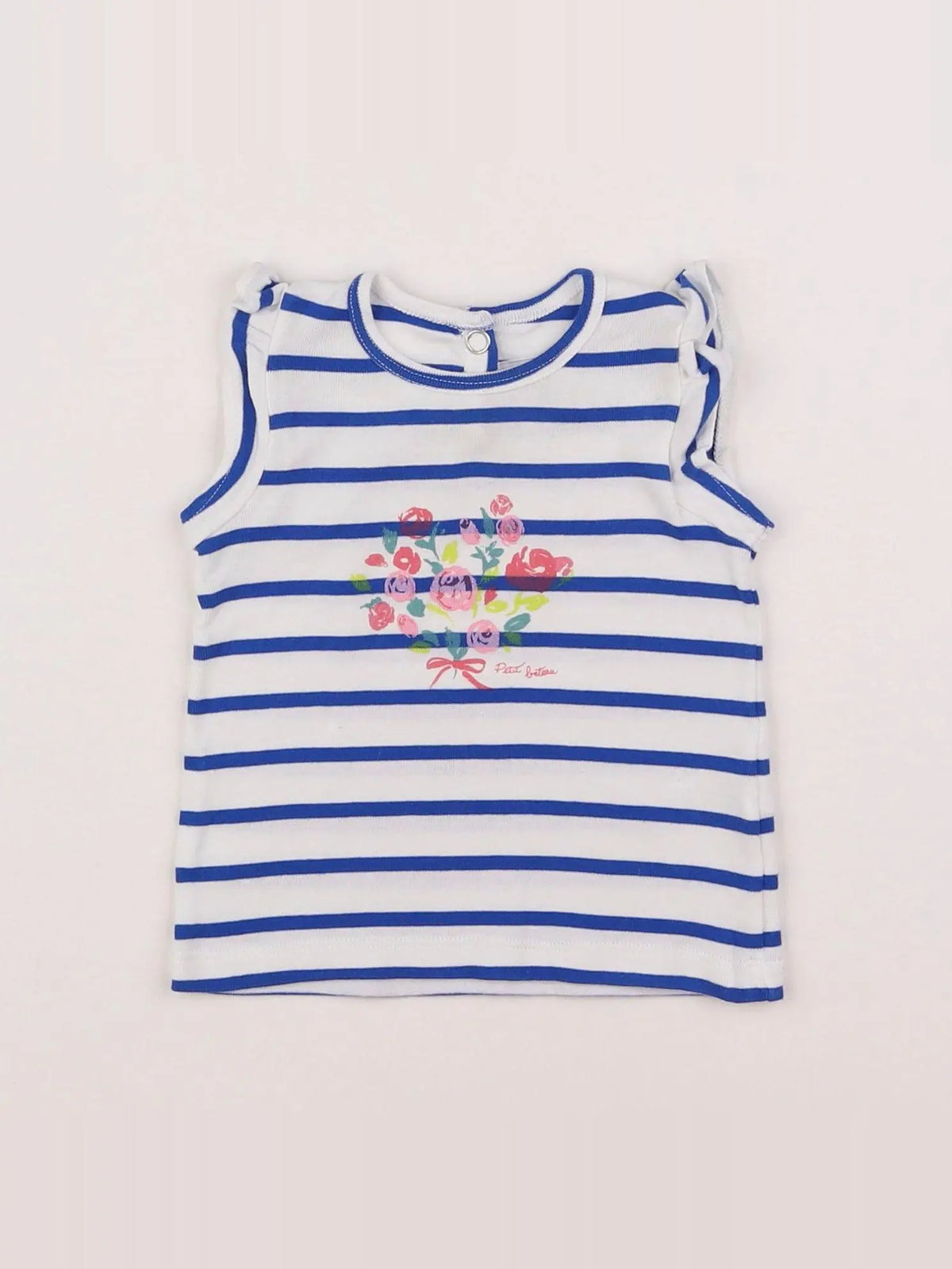 Petit Bateau - tee-shirt blanc, bleu - 6 mois