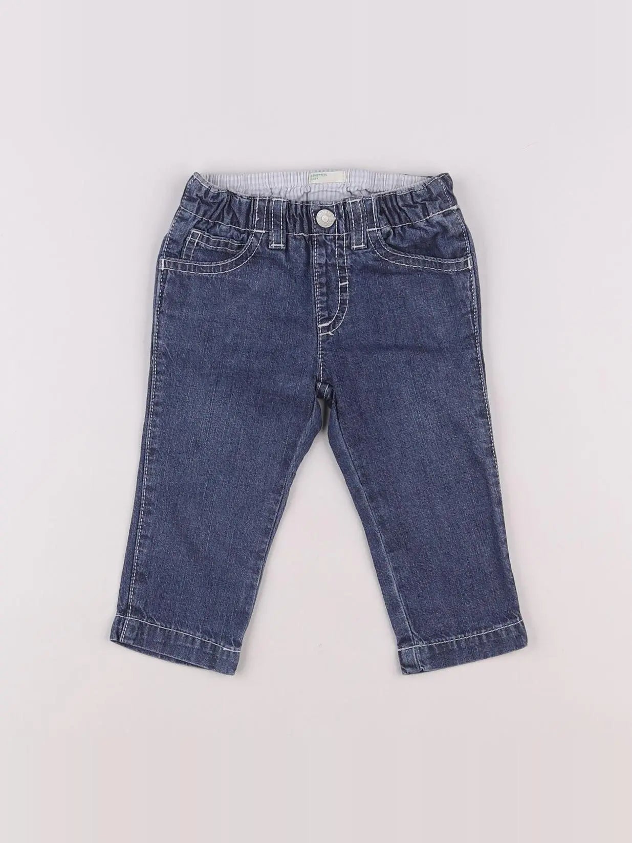 Benetton - pantalon bleu - 6/9 mois