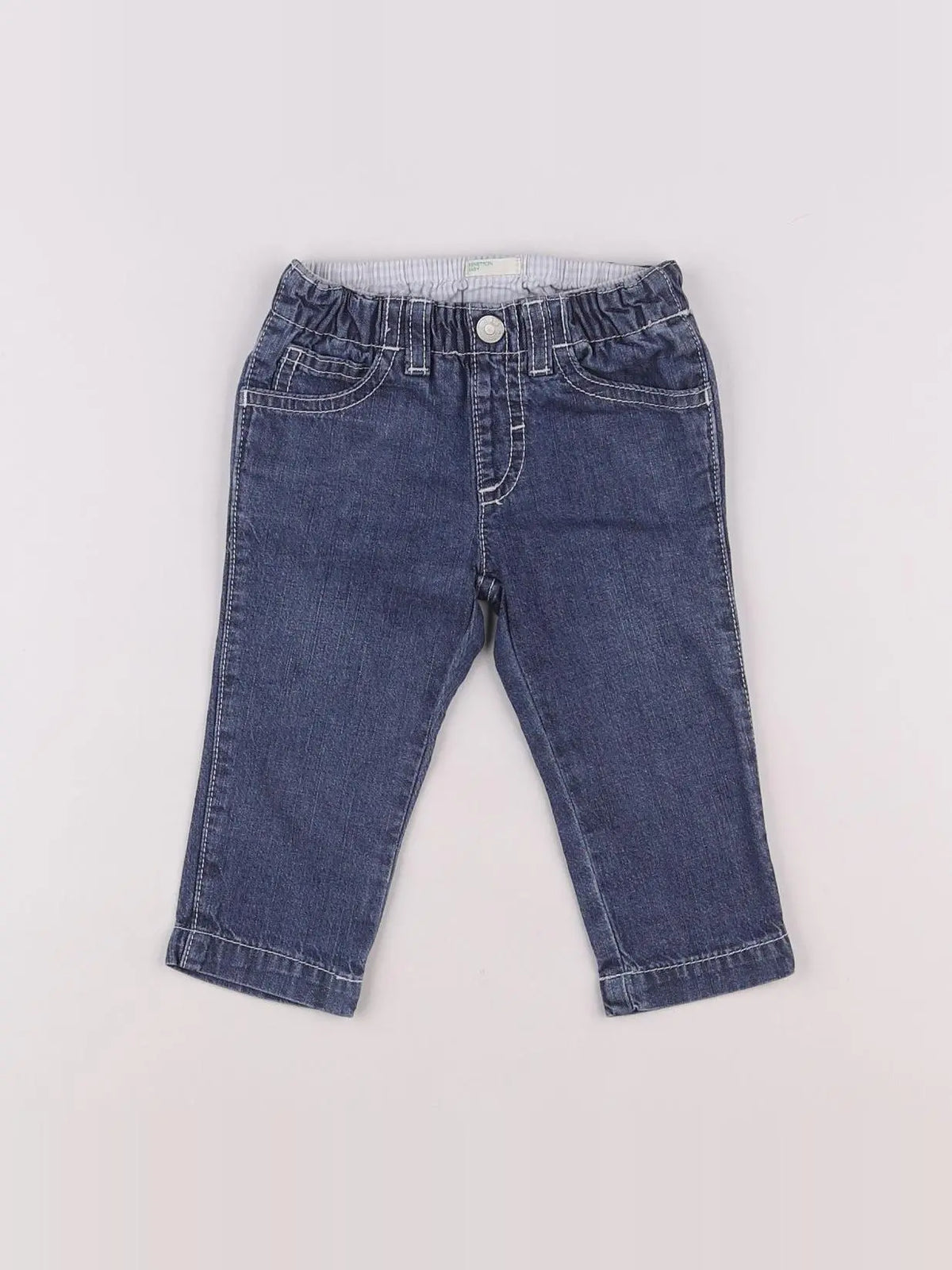 Benetton - pantalon bleu - 6/9 mois