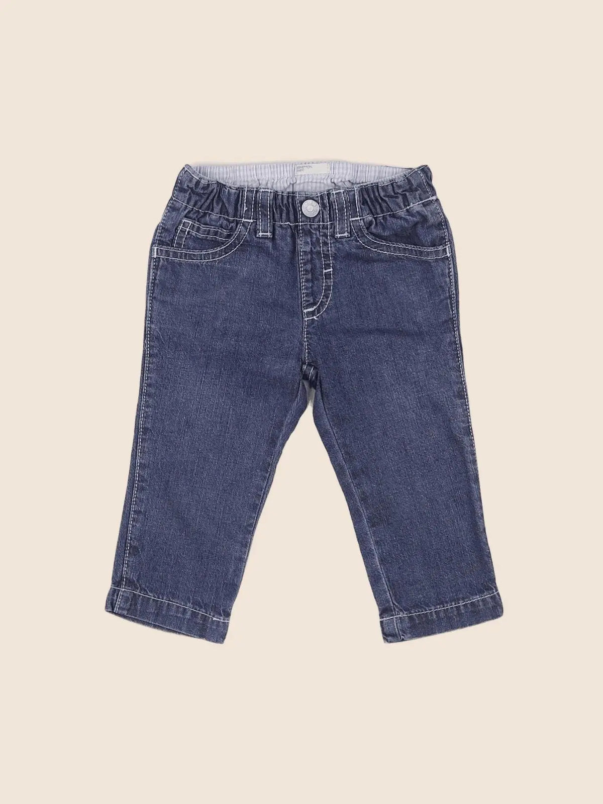 Benetton - pantalon bleu - 6/9 mois