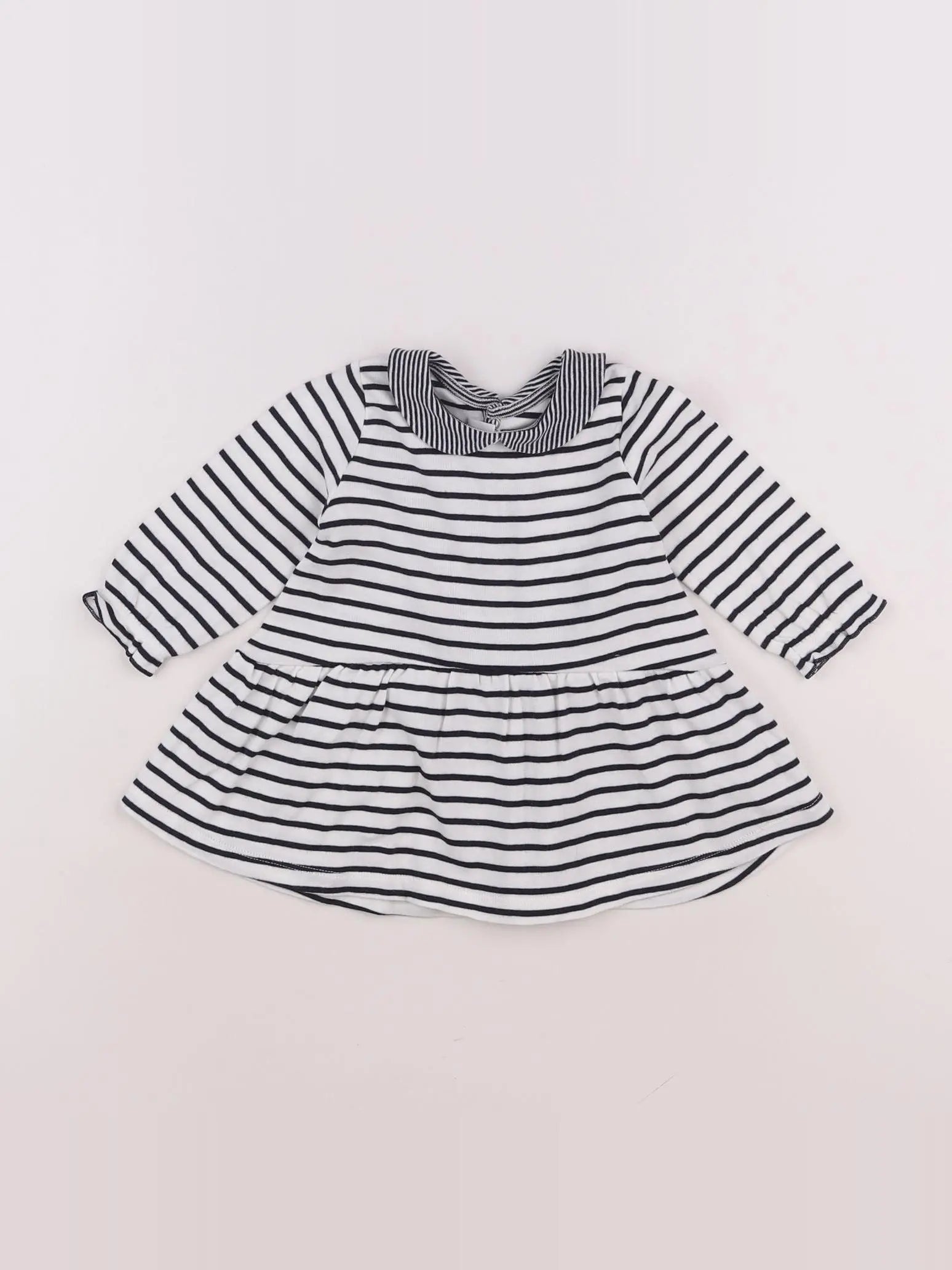 Petit Bateau - robe blanc, bleu - 6 mois