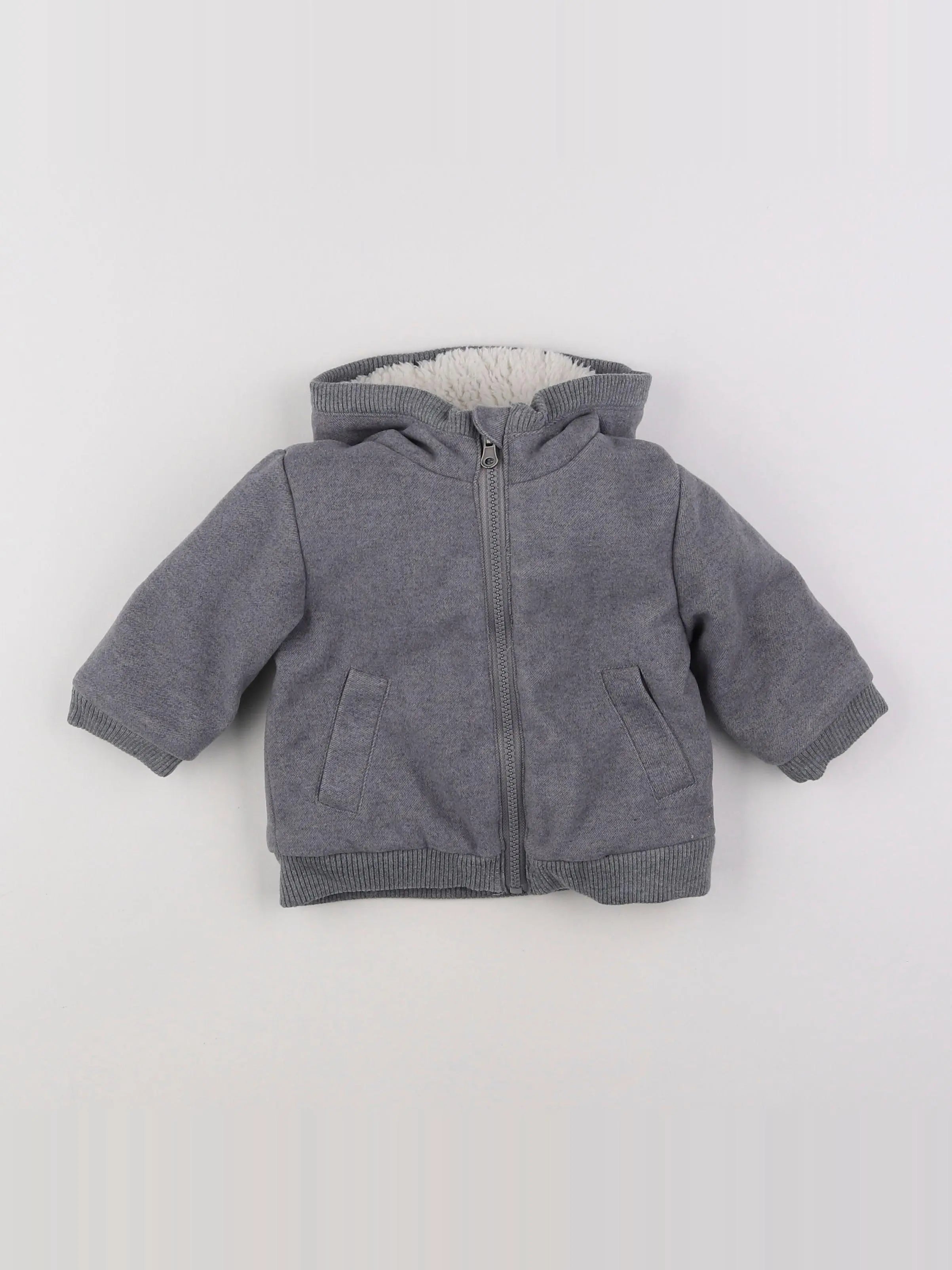 Vertbaudet - manteau gris - 9 mois