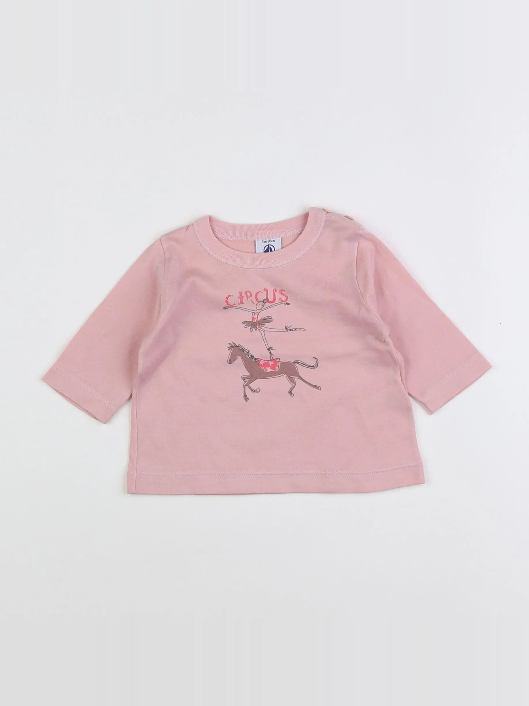 Petit Bateau - tee-shirt rose - 3 mois