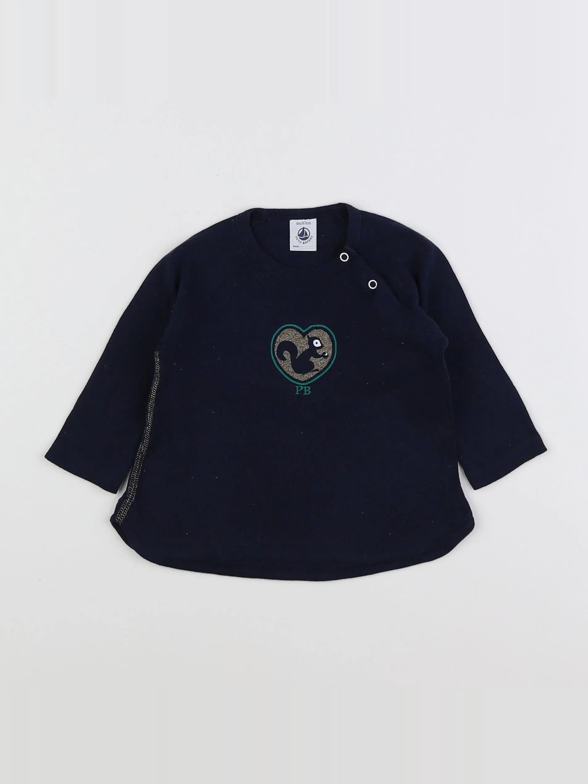 Petit Bateau - tee-shirt bleu - 6 mois