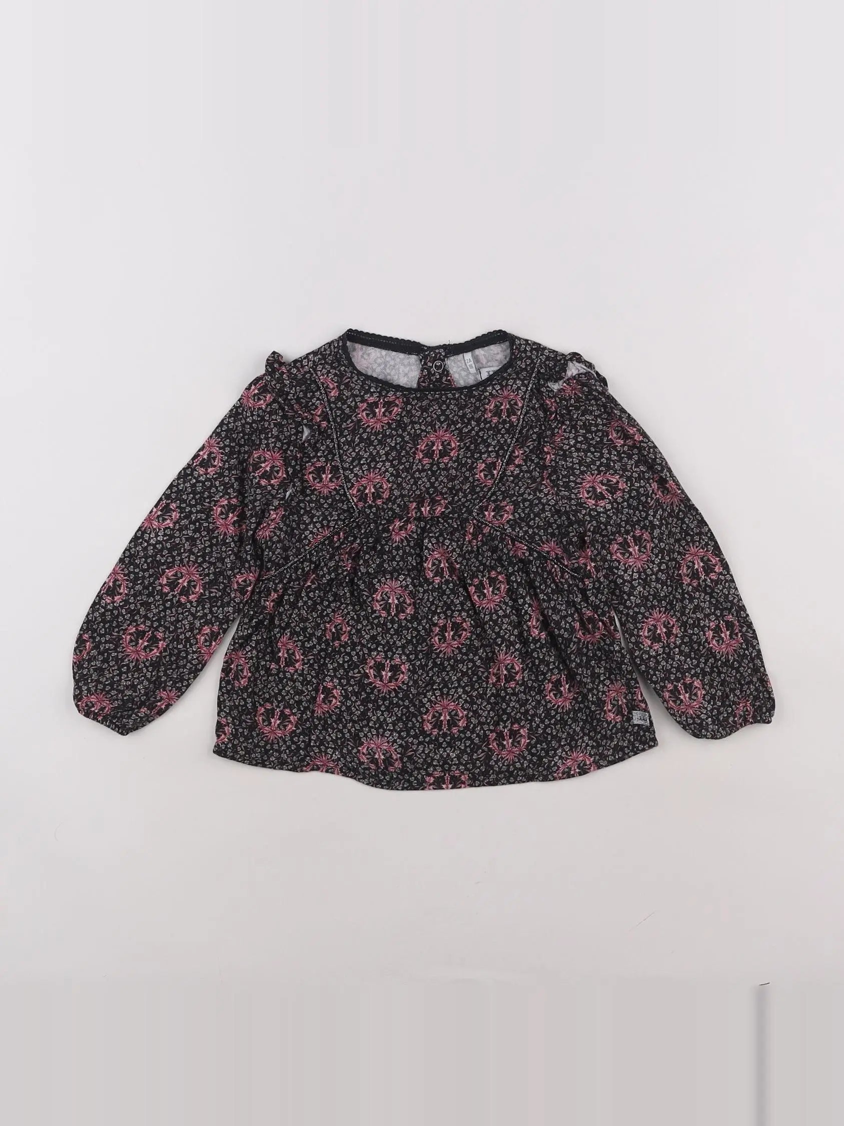 IKKS - blouse noir, rose - 2 ans