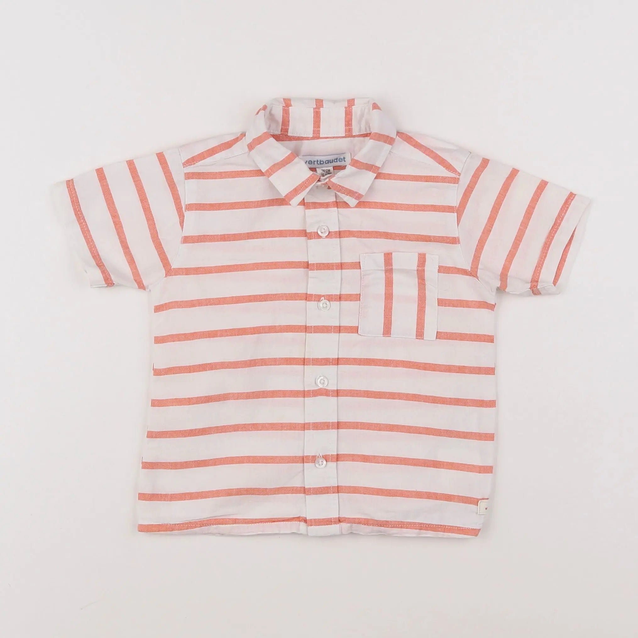 Vertbaudet - chemise orange - 12 mois